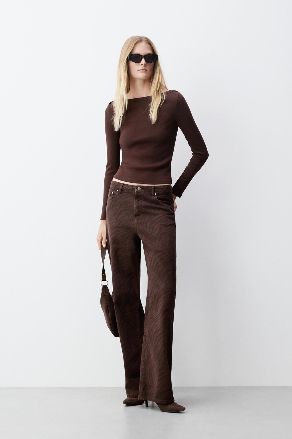 Jeans slim wide animal print
