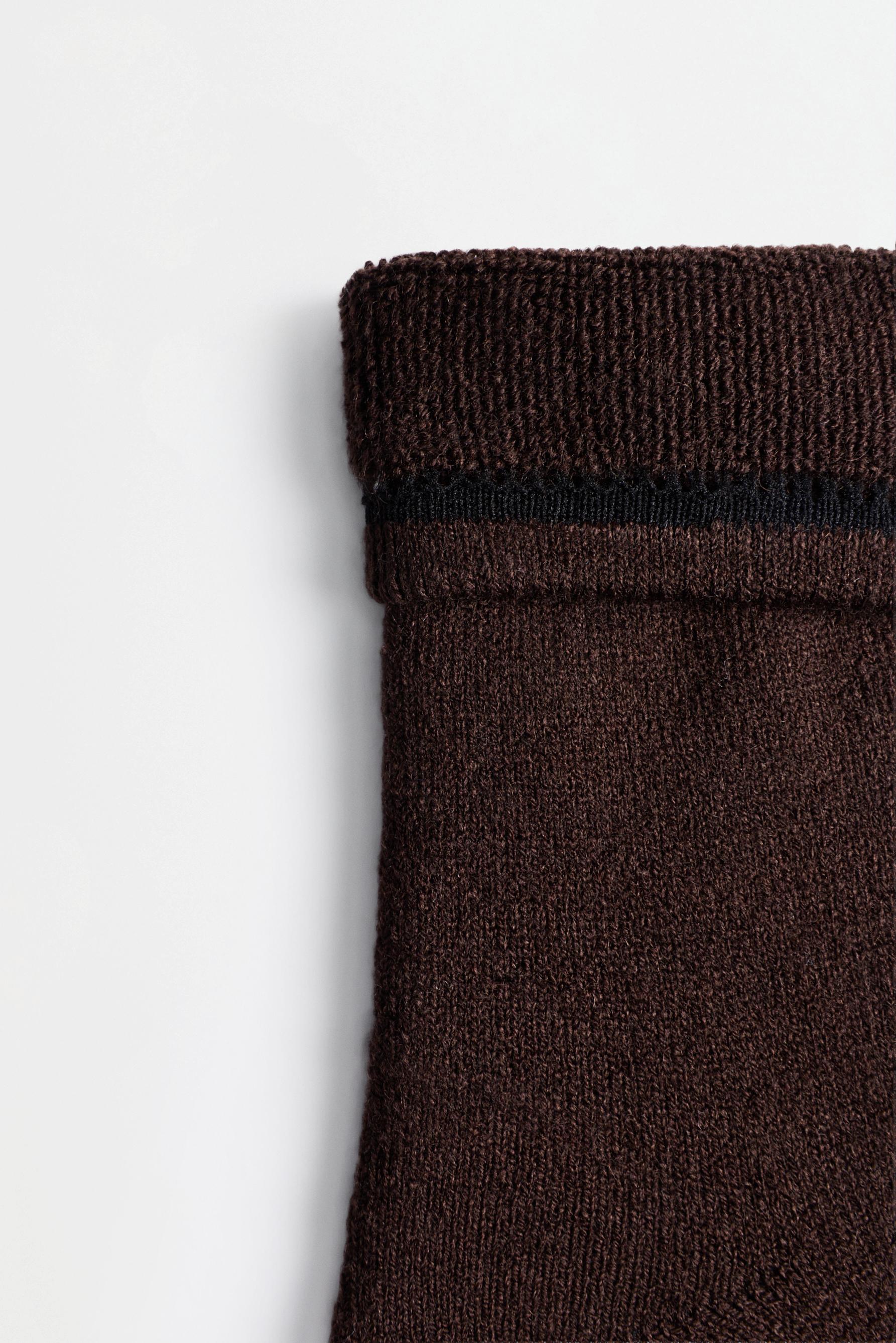 Long socks with 14% wool (Pack of 2) — BEIGE/BROWN
