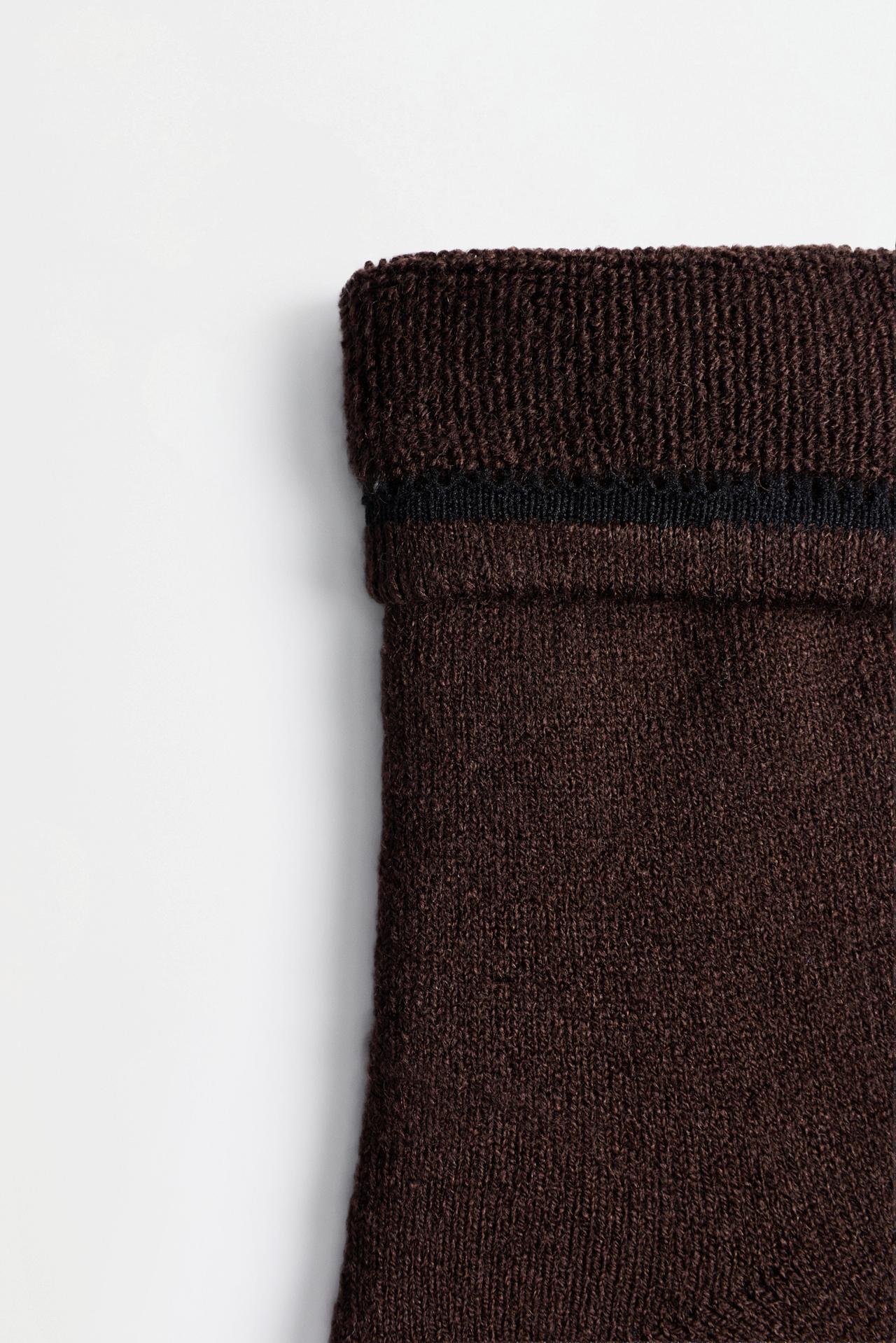 Long socks with 14% wool (Pack of 2) — BEIGE/BROWN