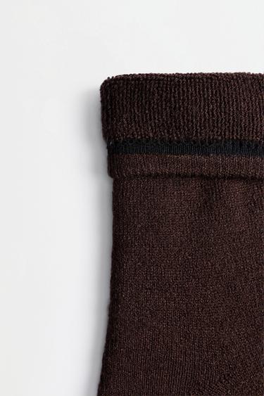 Long socks with 14% wool (Pack of 2) — BEIGE/BROWN 4