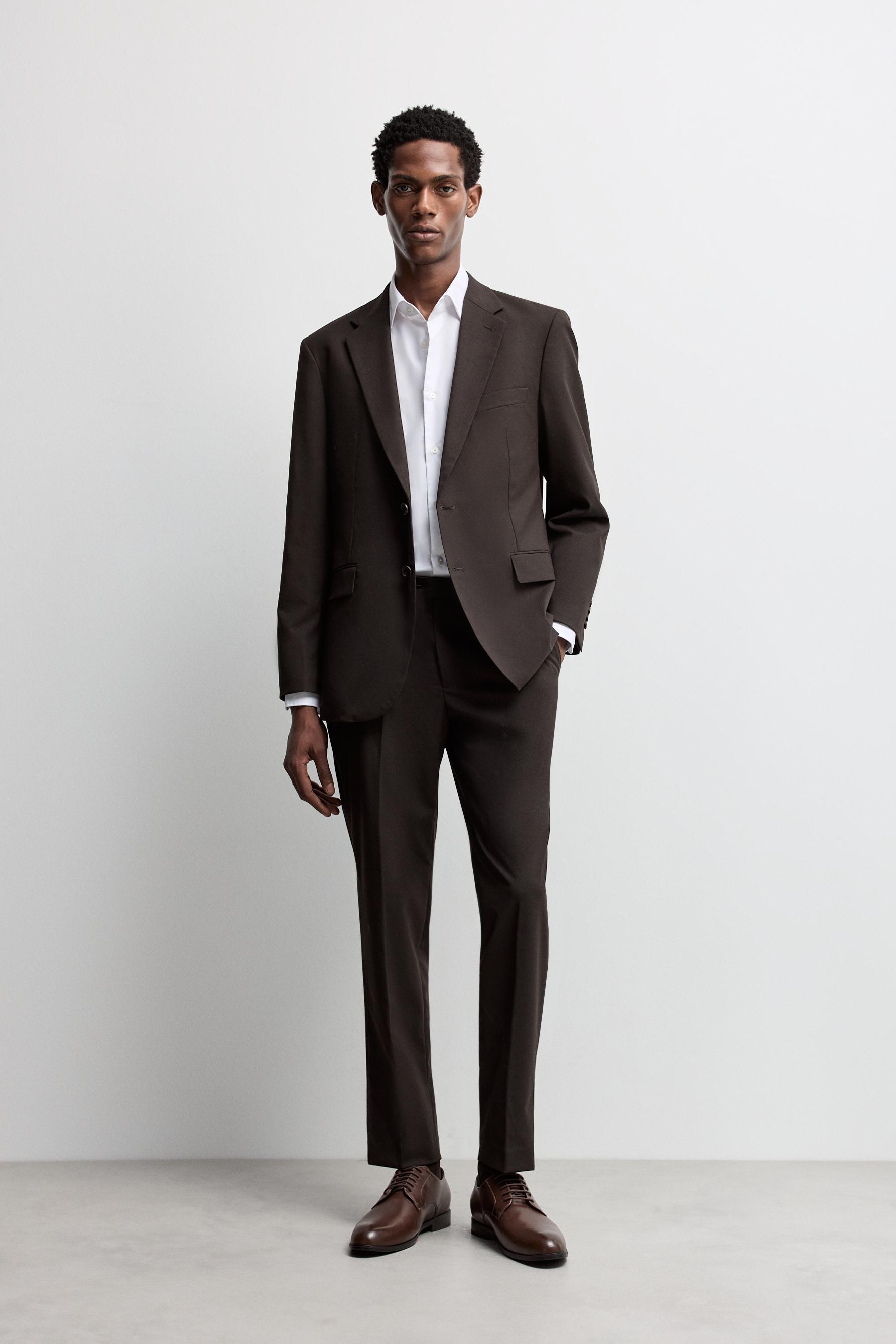 Slim fit suit trousers — BROWN