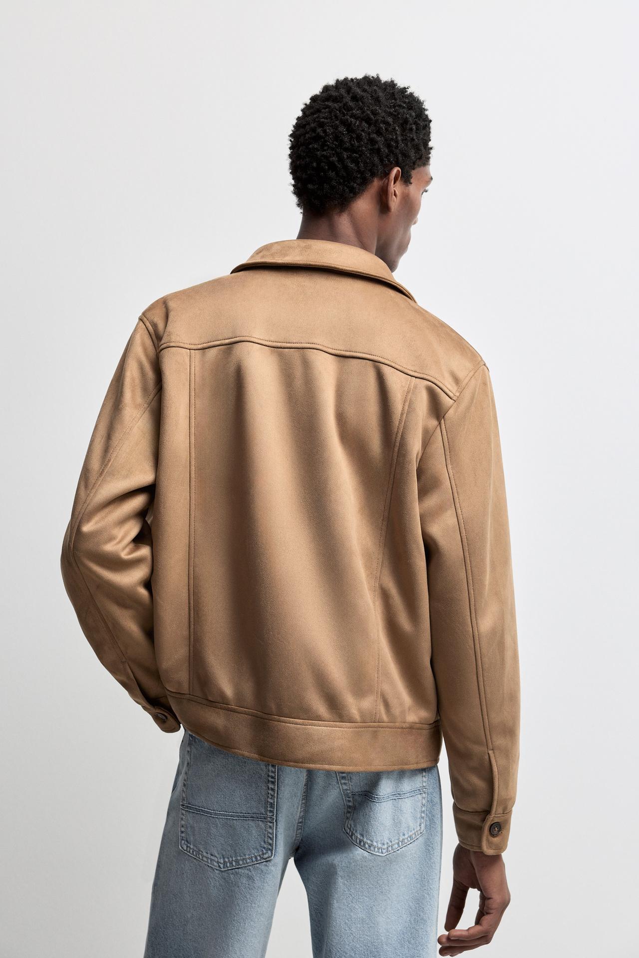 Faux suede jacket — BROWN
