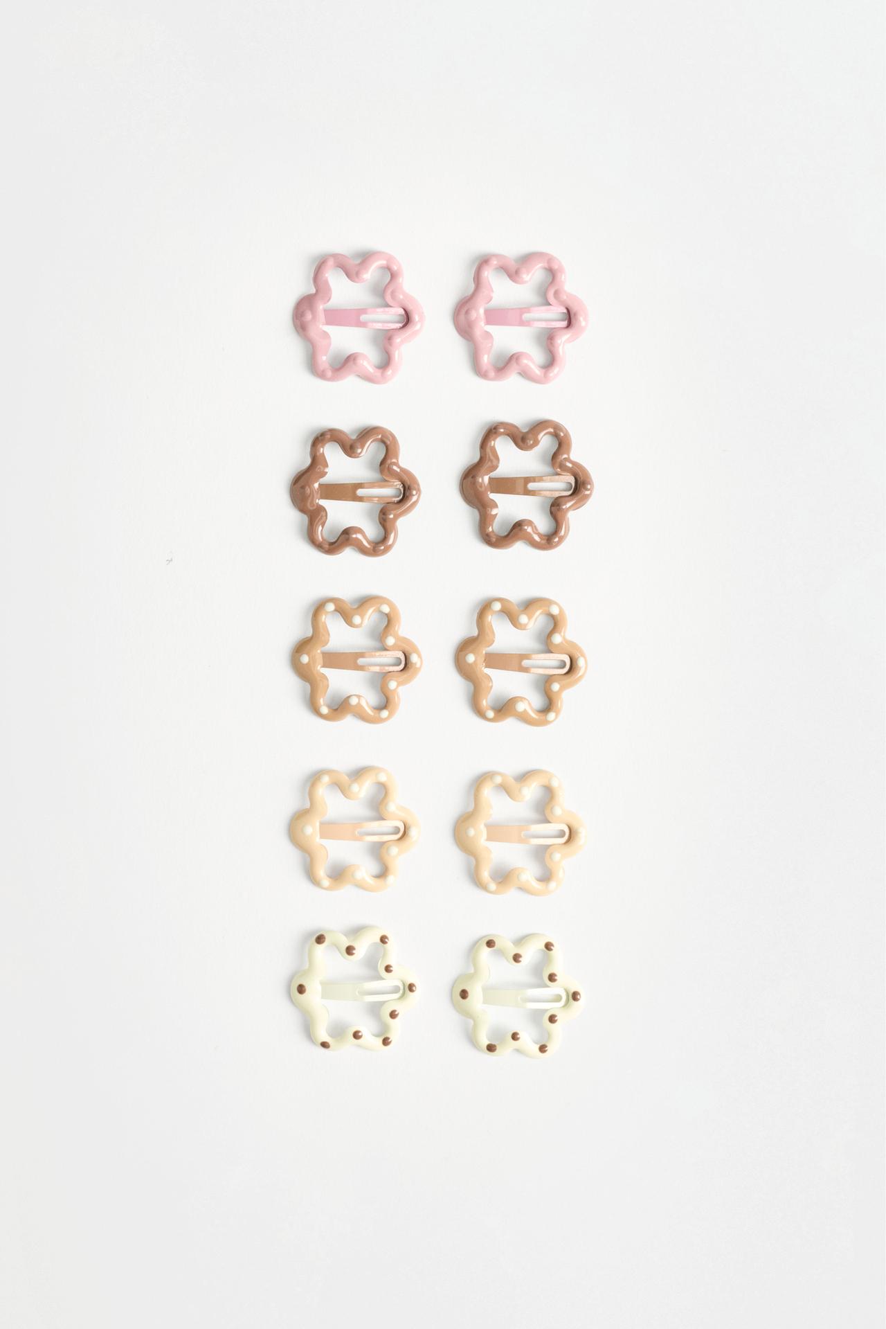 Floral hair clips (10-pack) — PINK