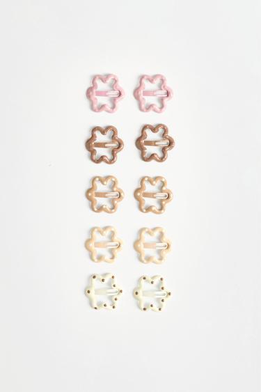 Floral hair clips (10-pack) — PINK 1