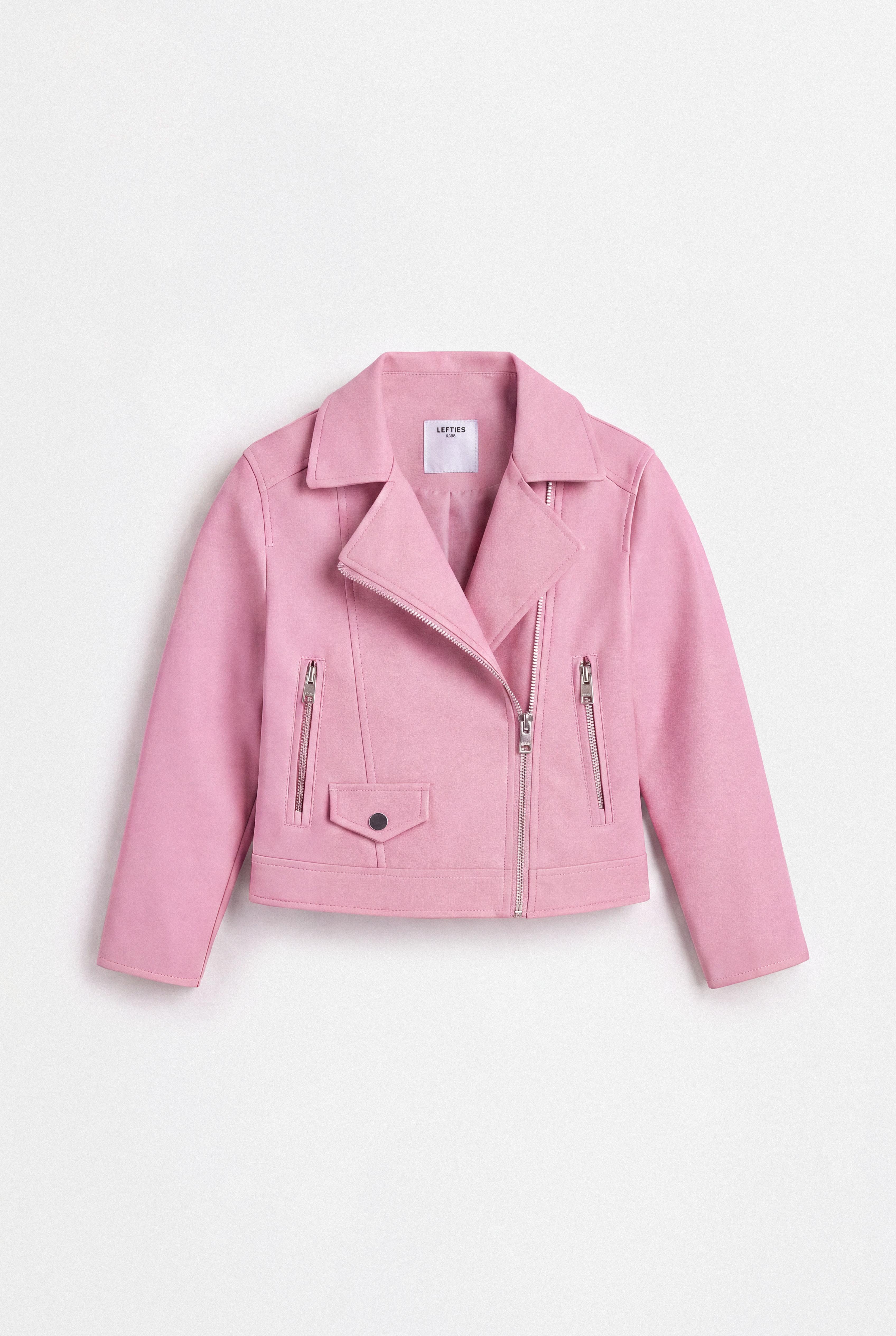 Leather effect biker jacket — BEIGE