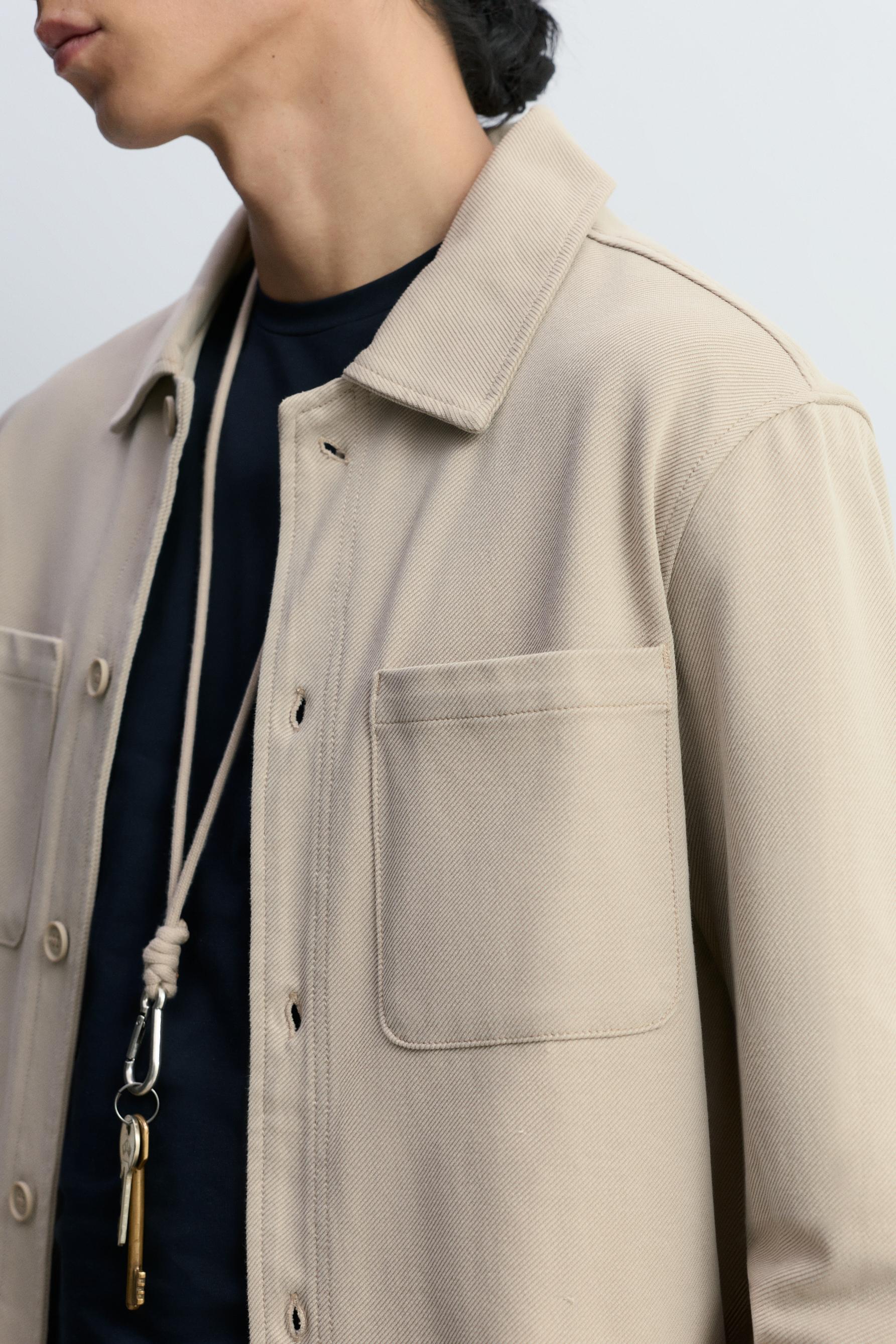 Textured pocket overshirt — ECRU