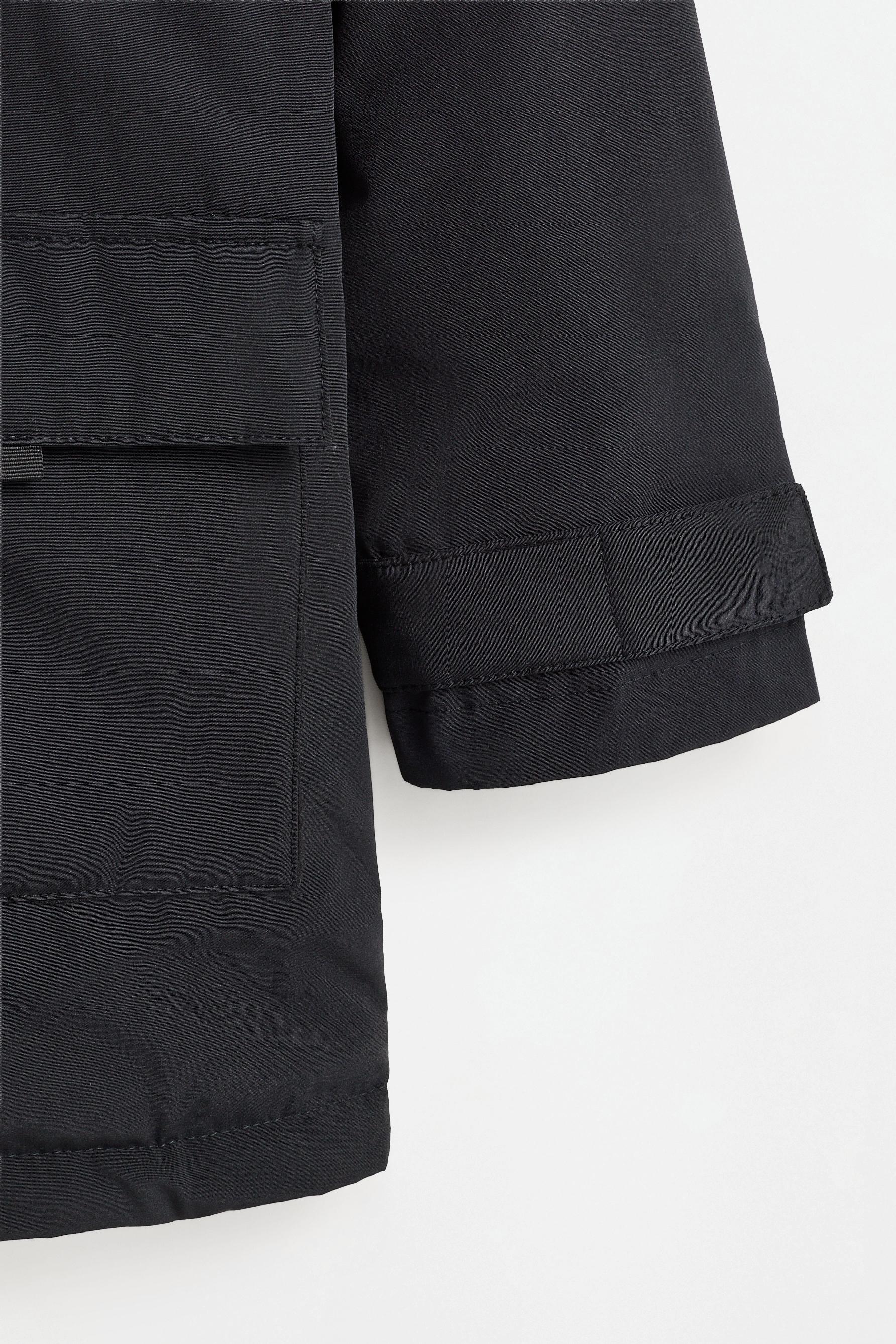 Fleece-lined hooded parka — BLACK