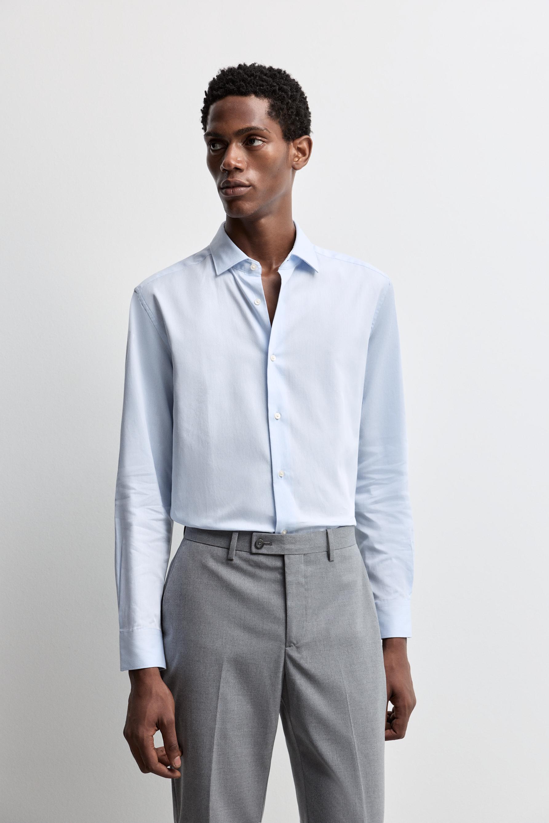 Tailored fit striped shirt — PALE BLUE