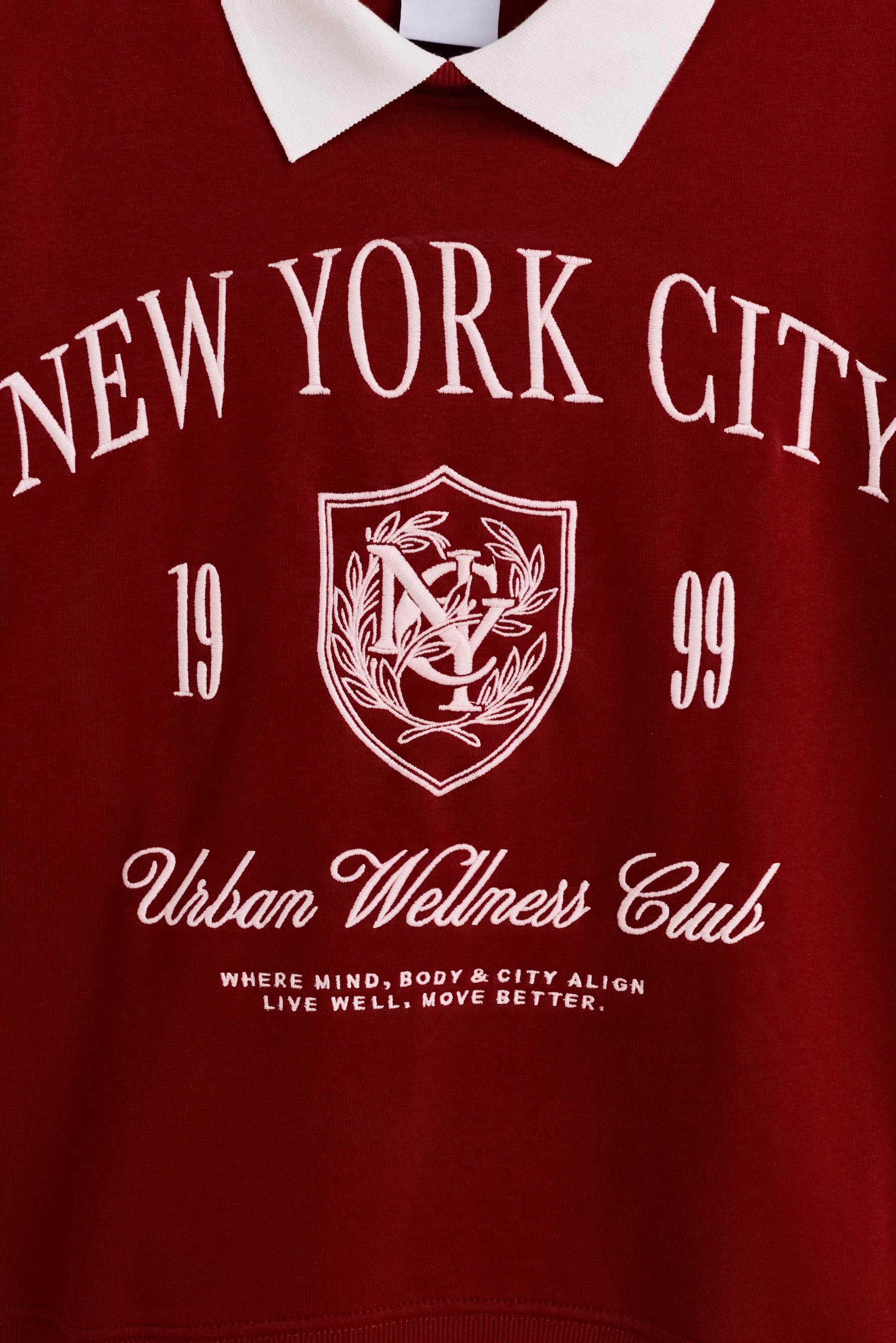 Printed polo collar sweatshirt — BRIGHT RED