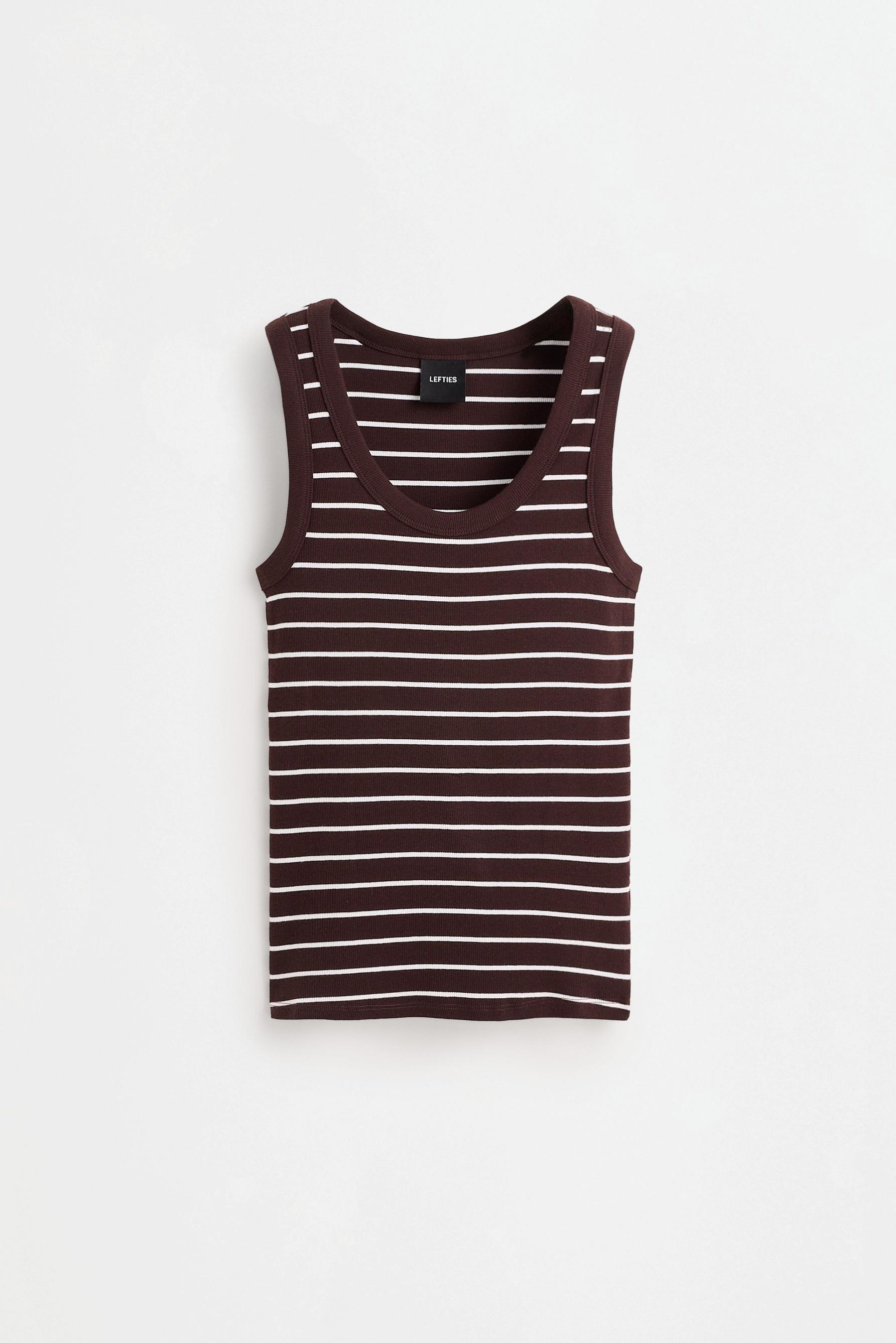Contrast detail racerback T-shirt — ECRU/BROWN
