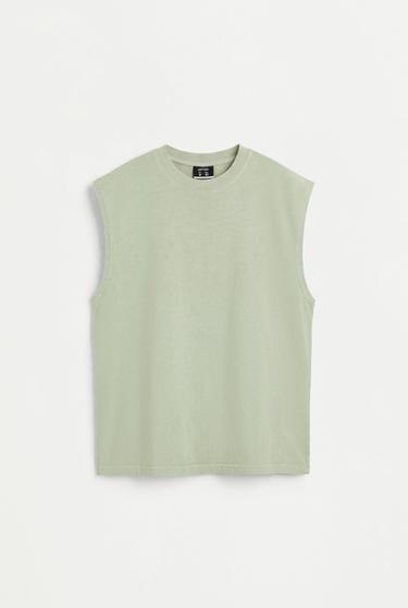 Faded-effect sleeveless T-shirt — STEEL 6