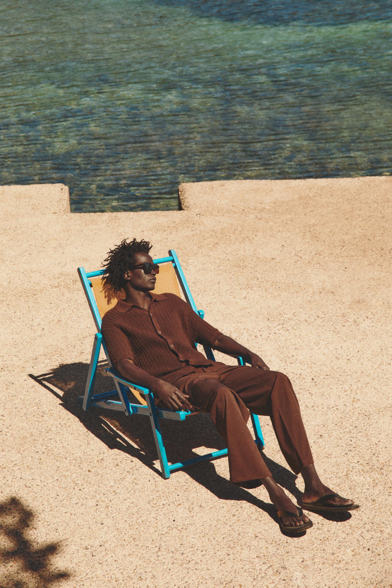 Ribbed Knit Shirt — CHOCOLATE