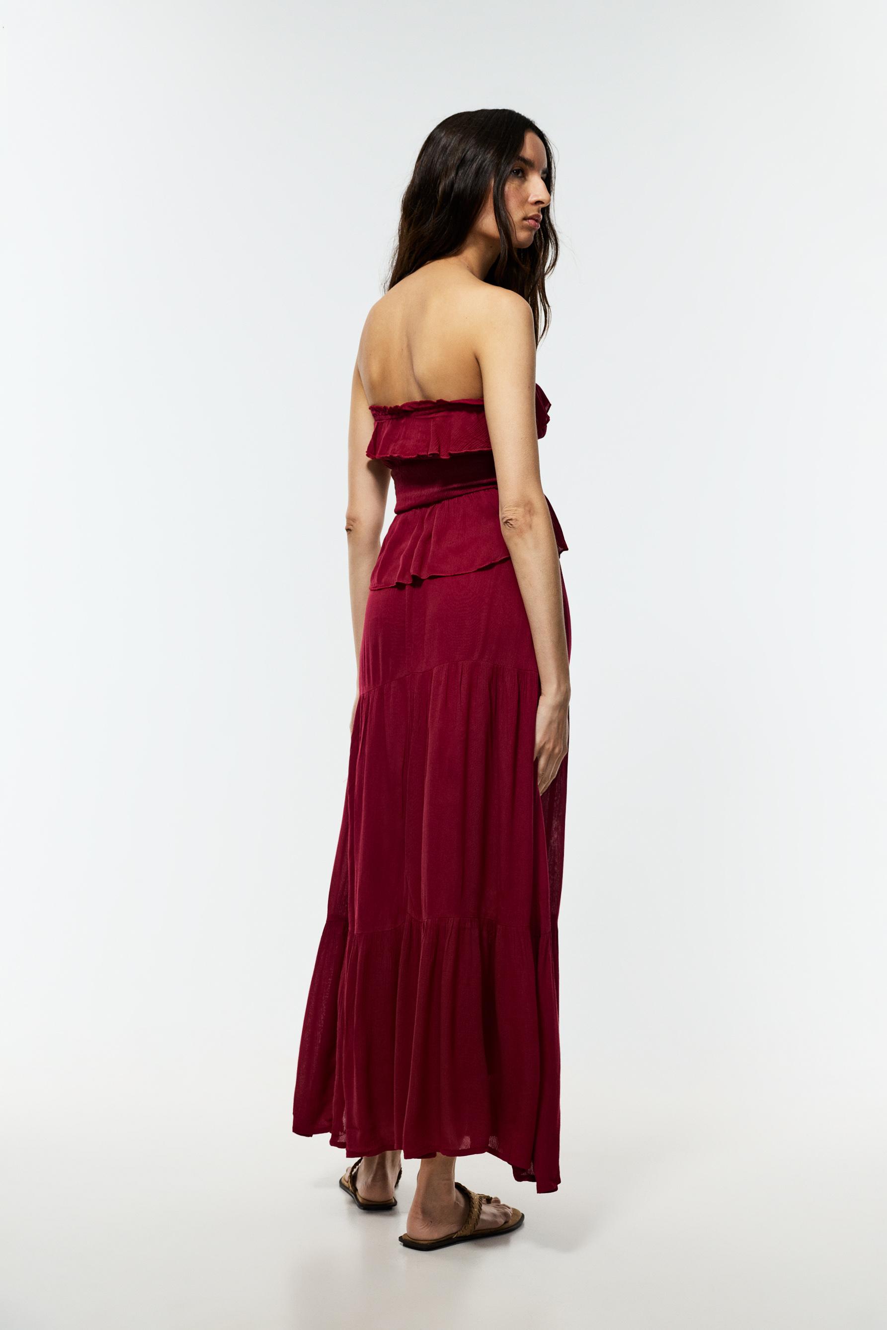 Basic textured midi skirt — MAROON