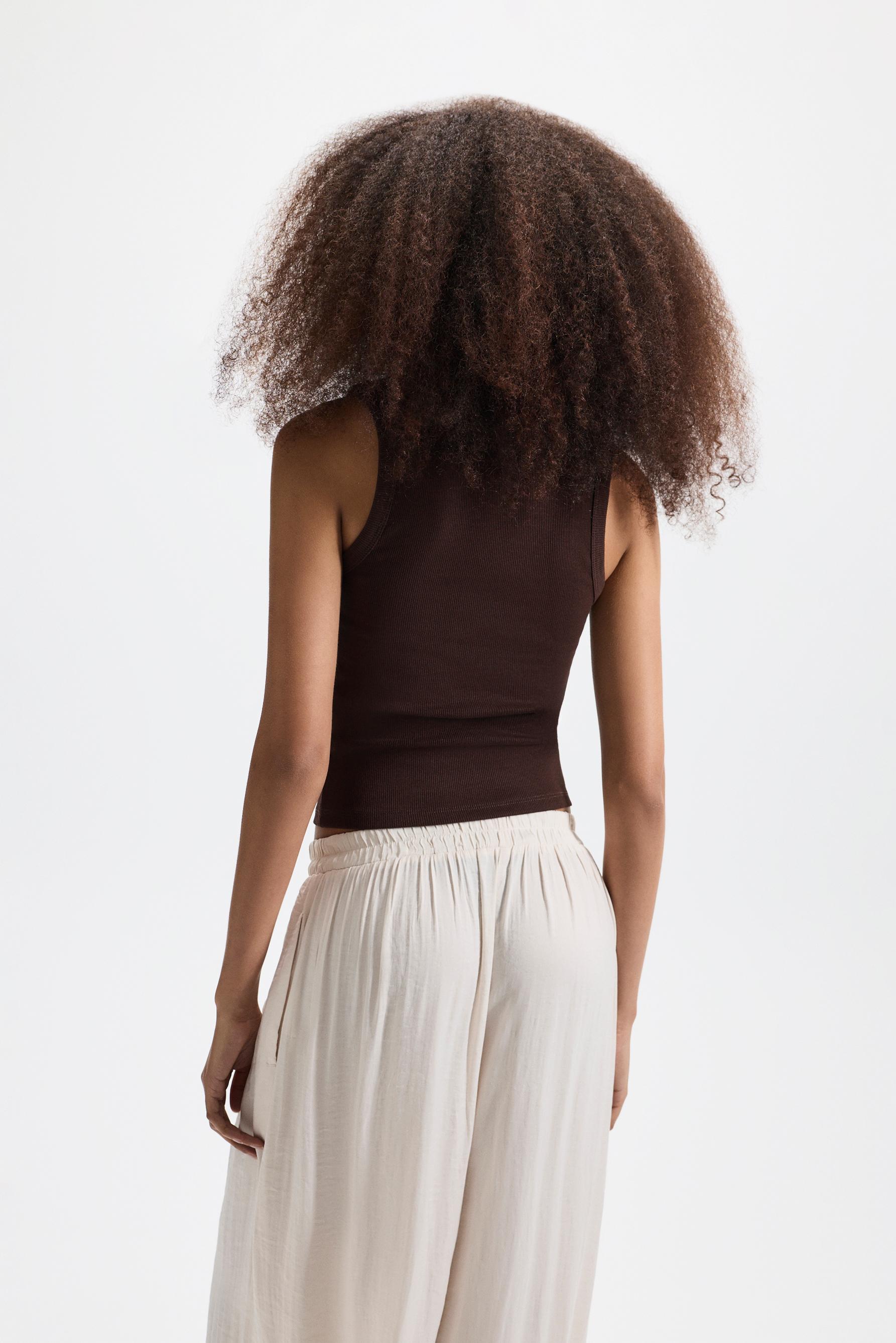 Ribbed racerback top — CHOCOLATE