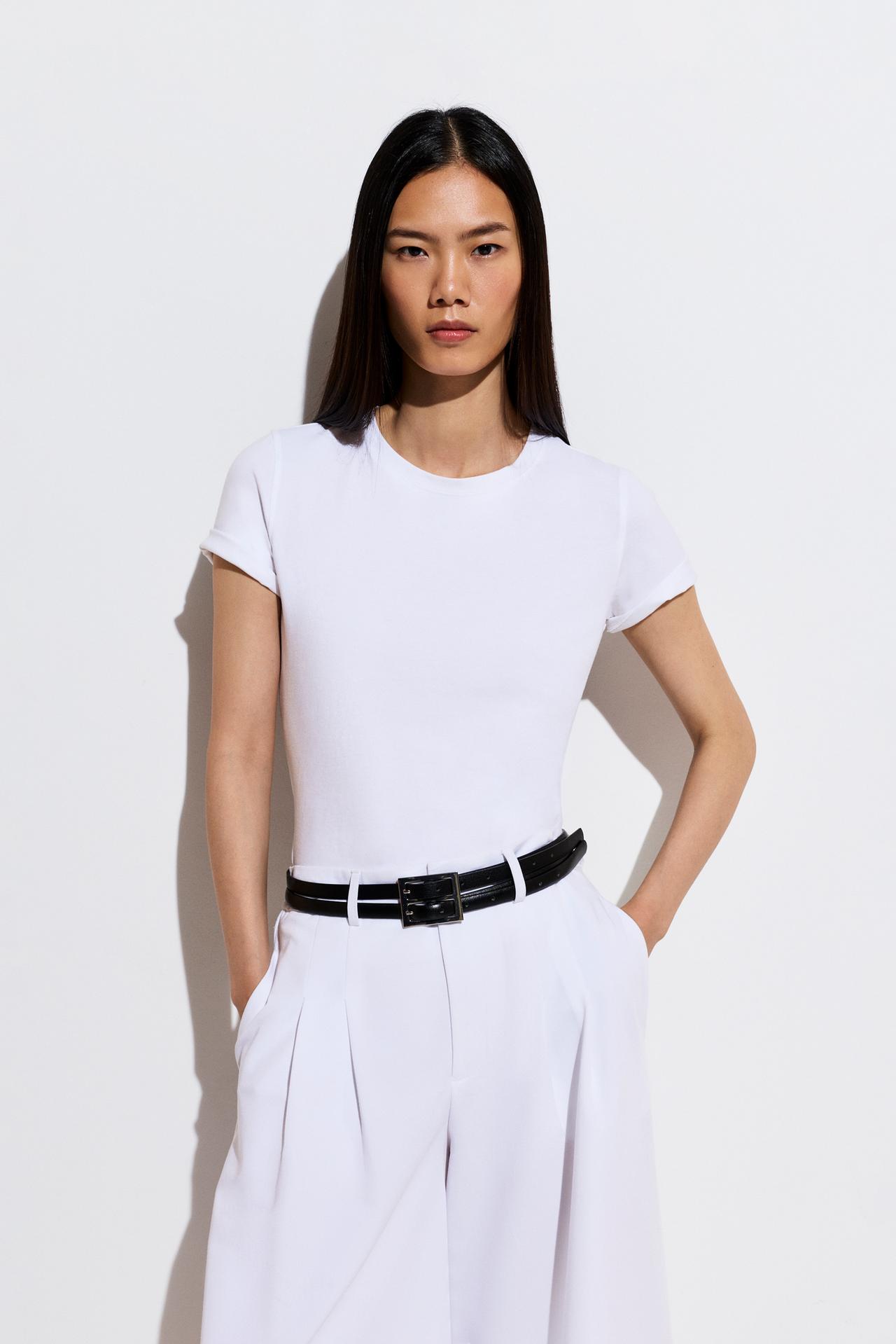 Double strap leather effect belt — BLACK