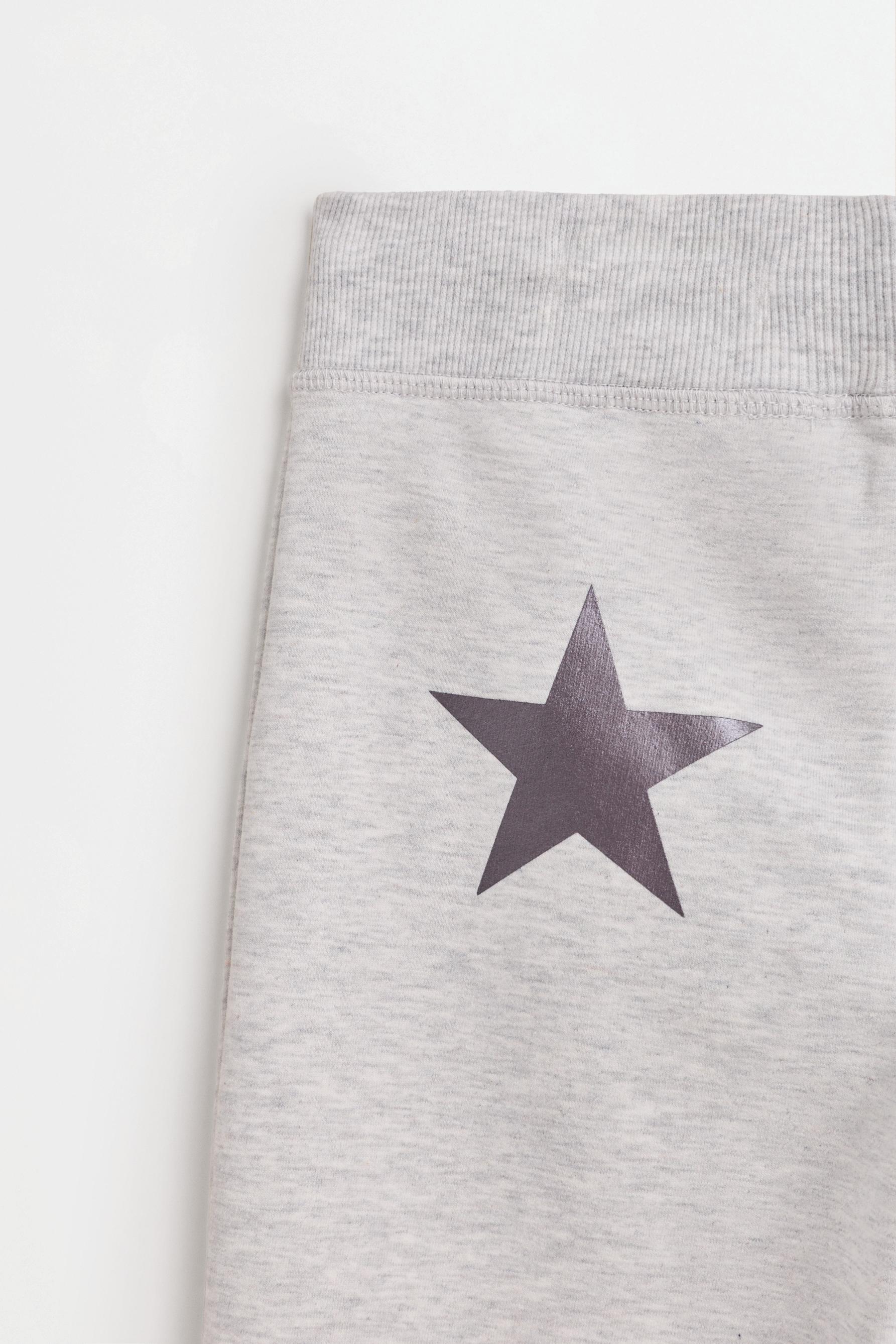 Star print fleece bell bottom leggings — PALE GREY