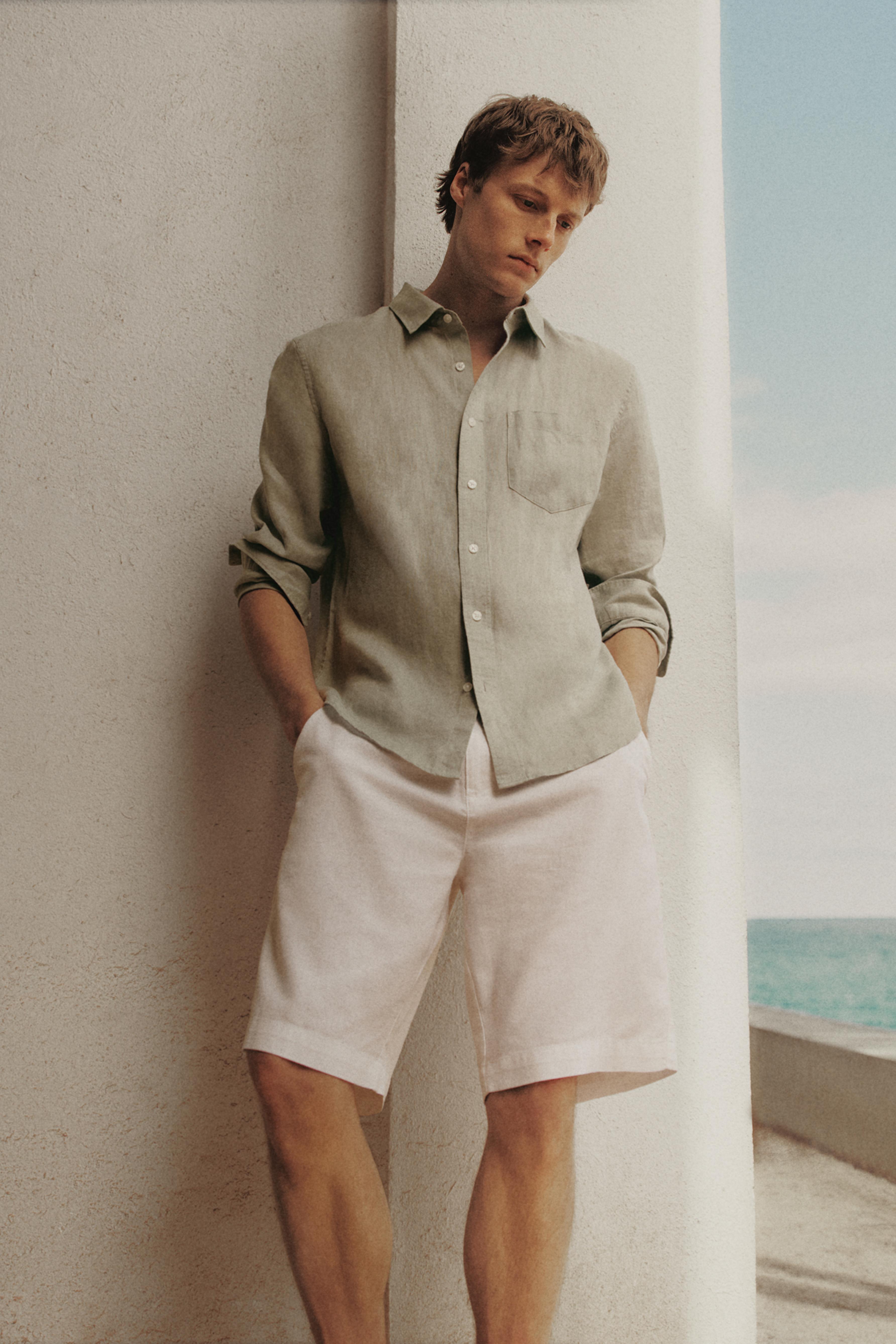 100% linen shirt — LIGHT BEIGE
