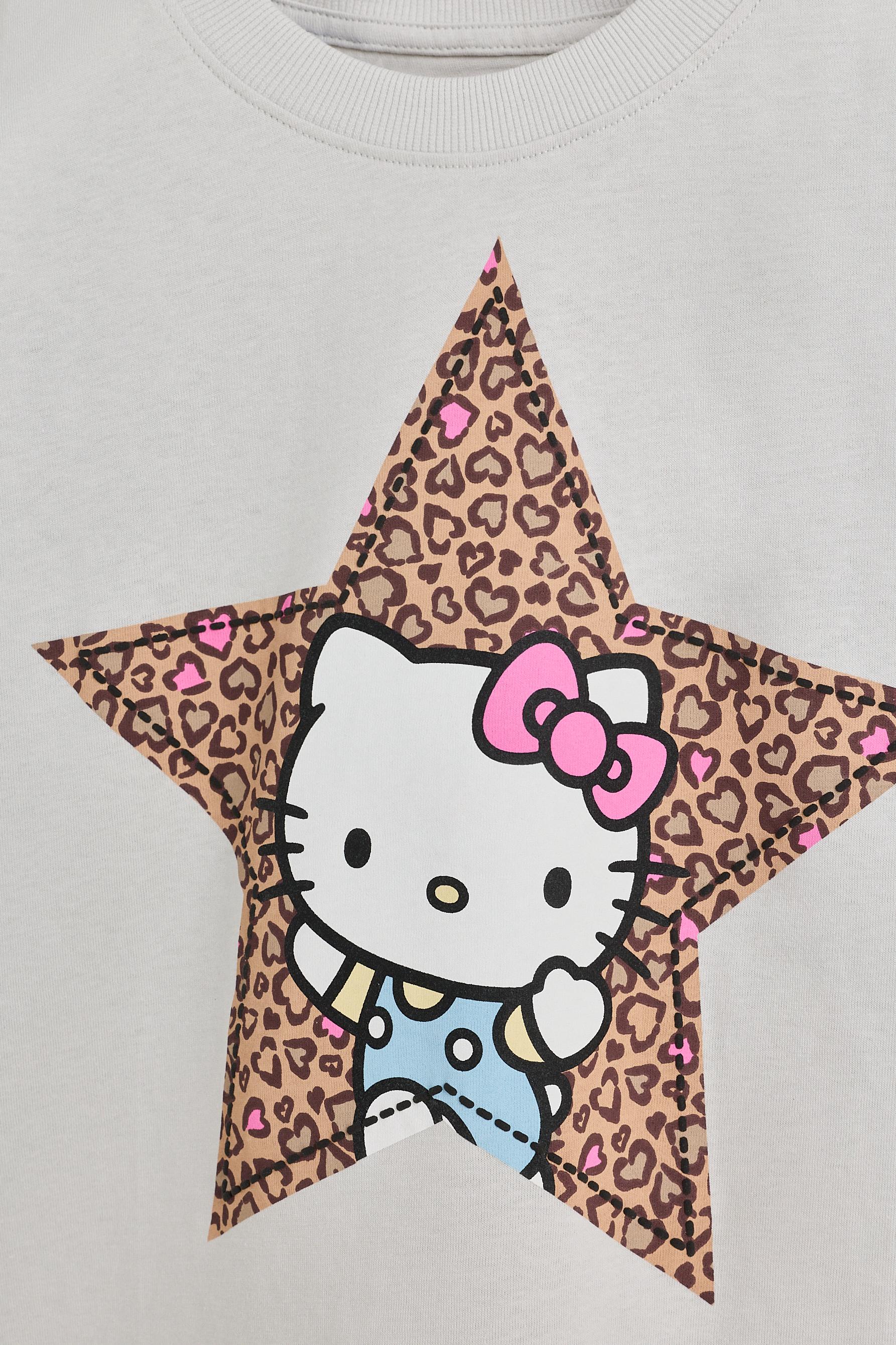 Hello Kitty ©SANRIO animal print T-shirt — PALE GREY