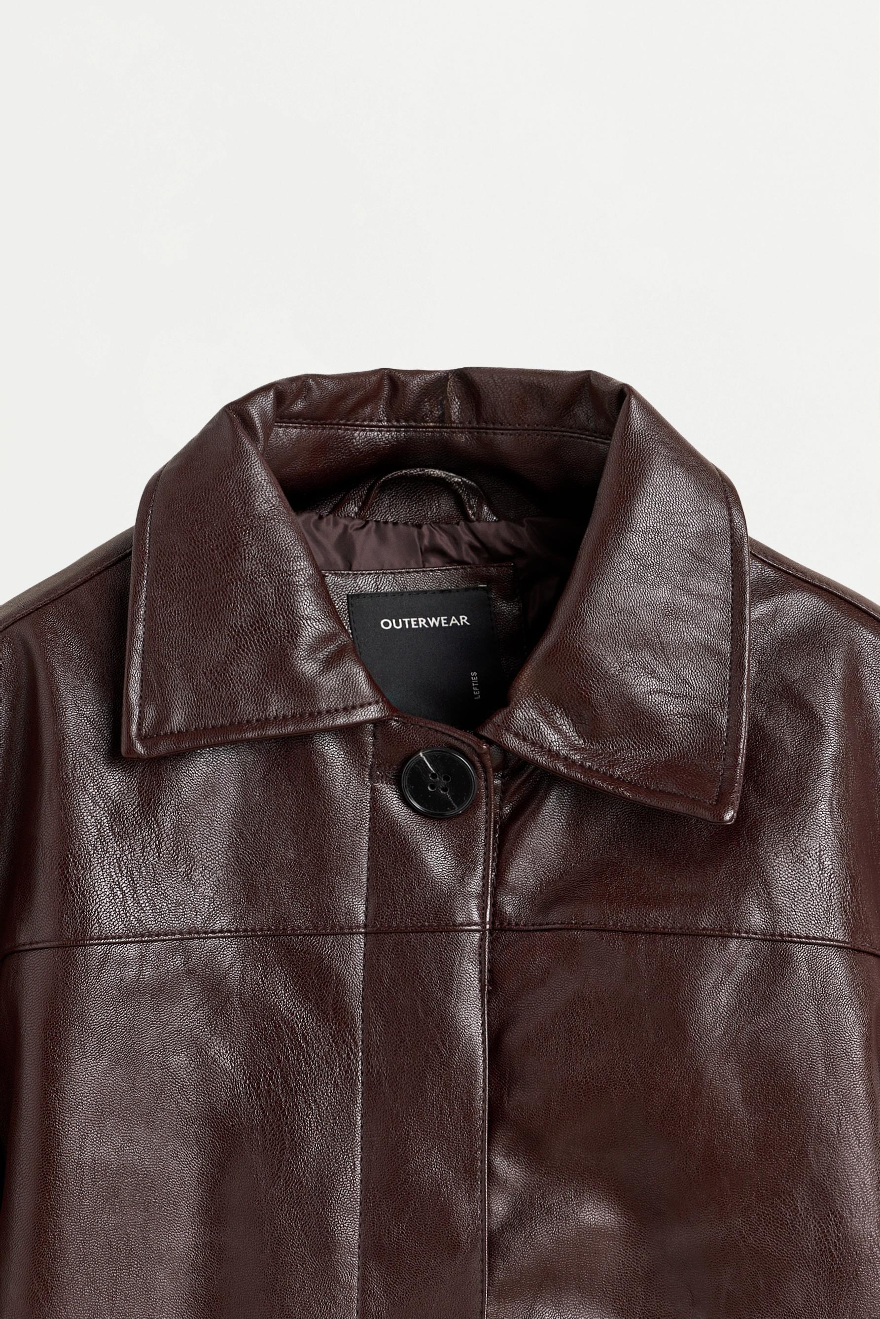 Leather effect pocket jacket — BURGUNDY