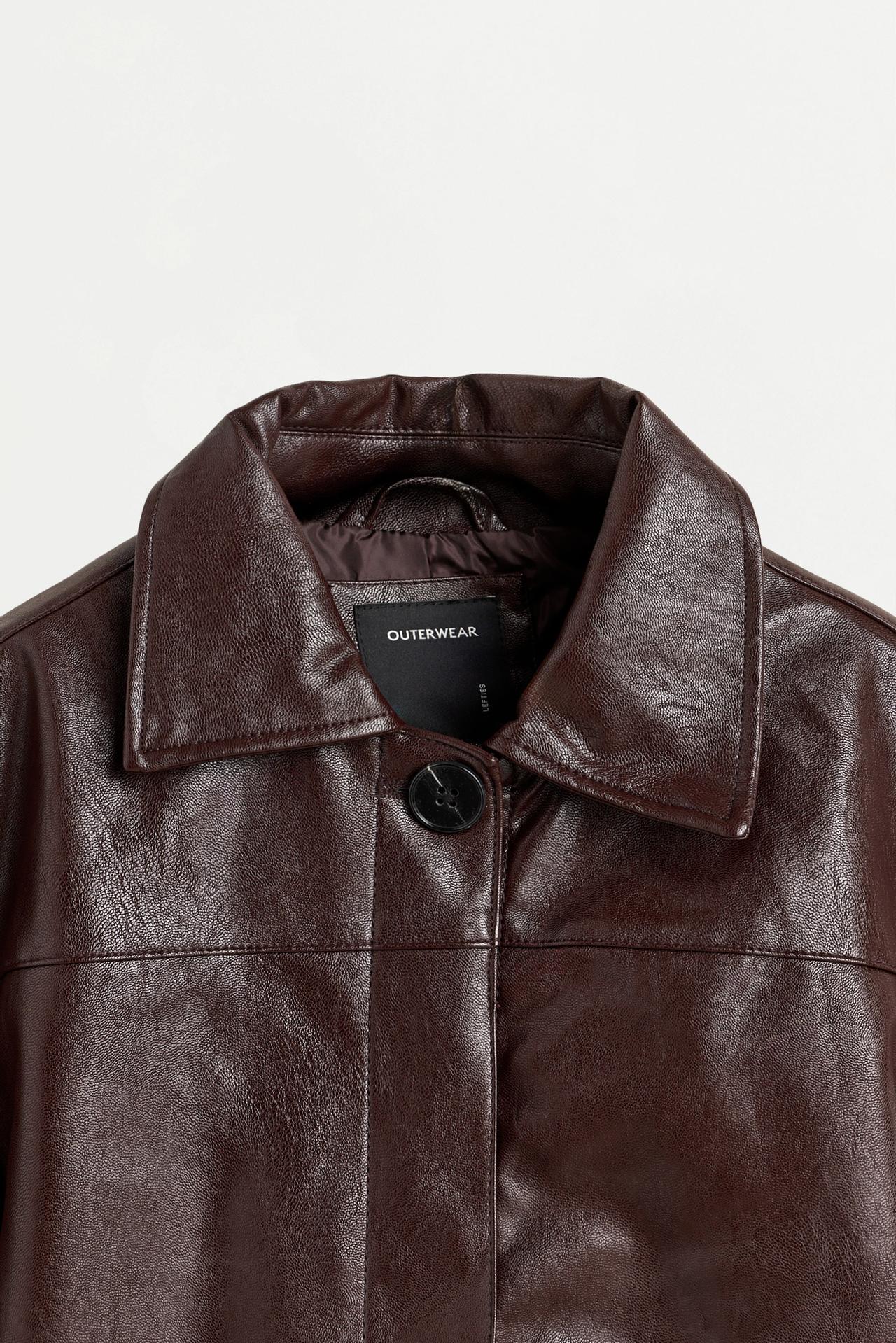 Leather effect pocket jacket — BURGUNDY