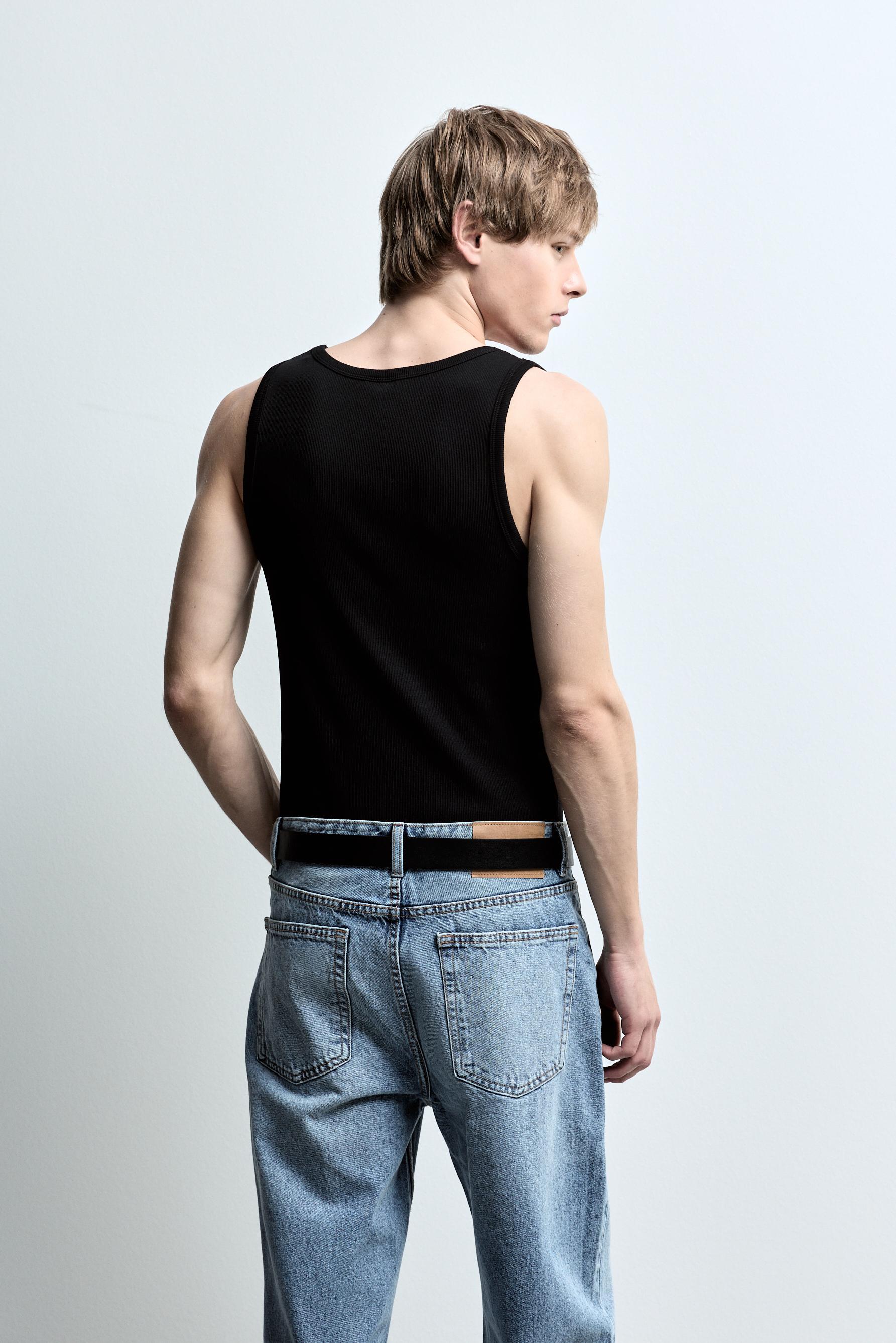 Ribbed vest top — BLACK