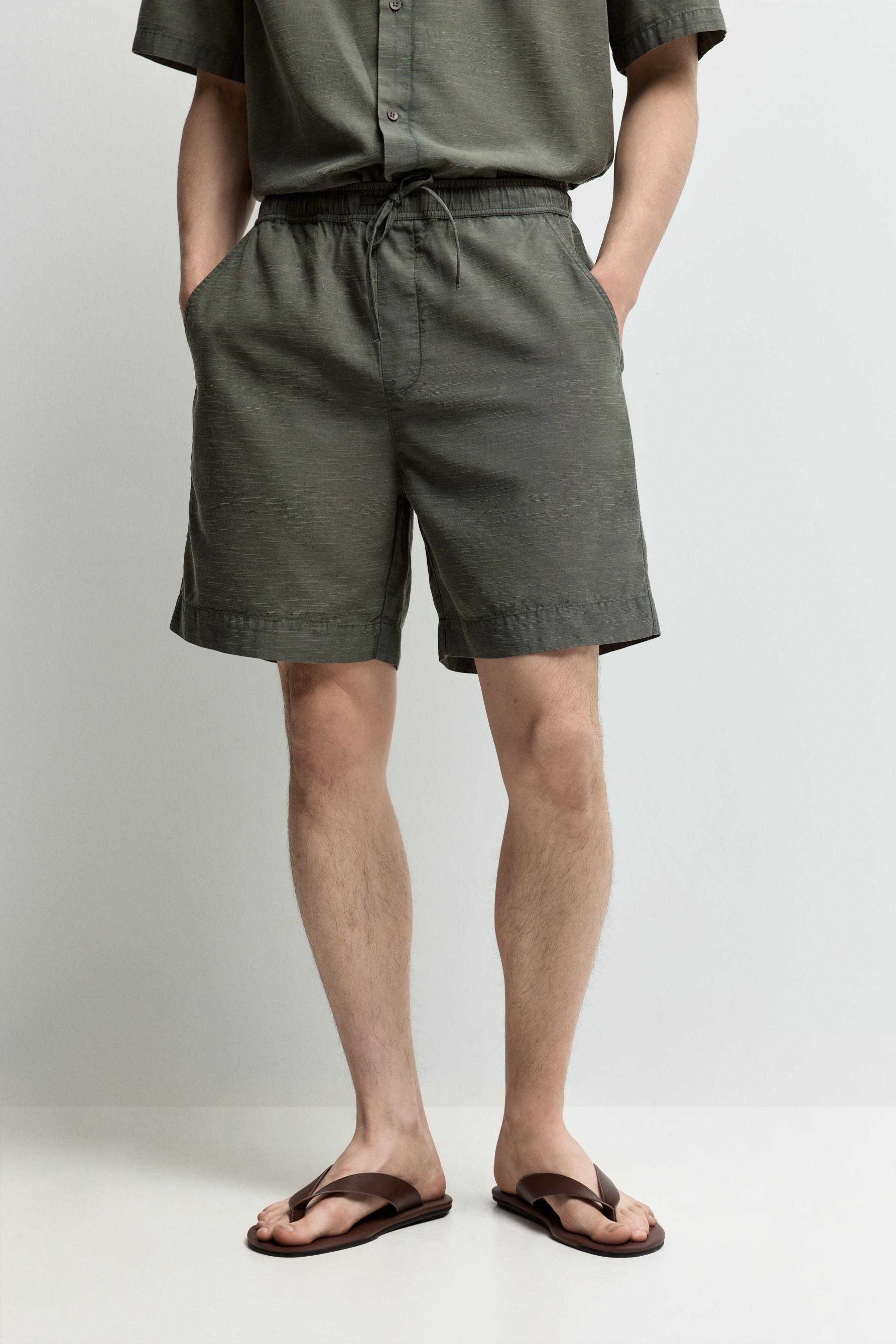 Textured jogger Bermuda shorts — GREEN