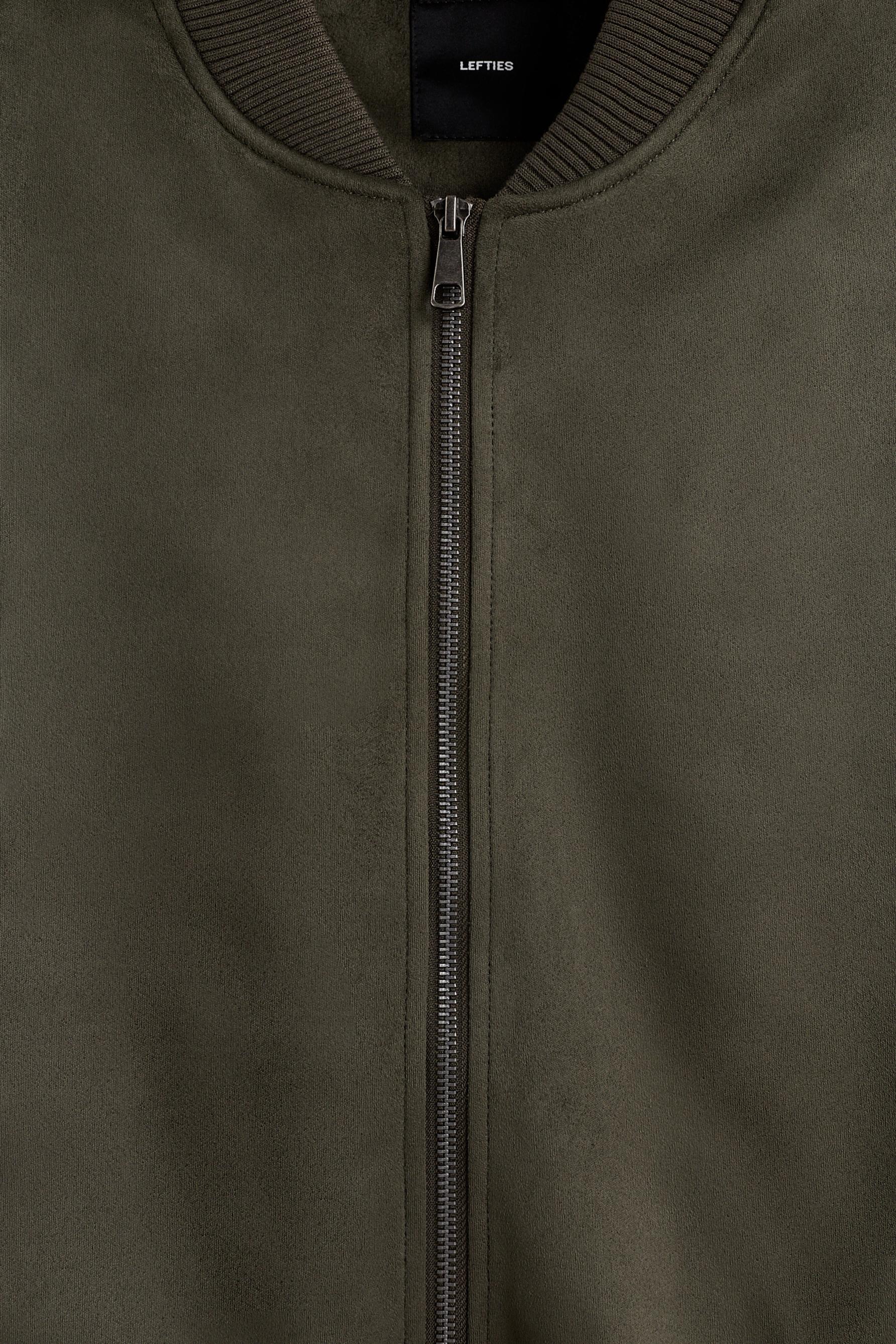 Faux suede bomber jacket — PALE KHAKI