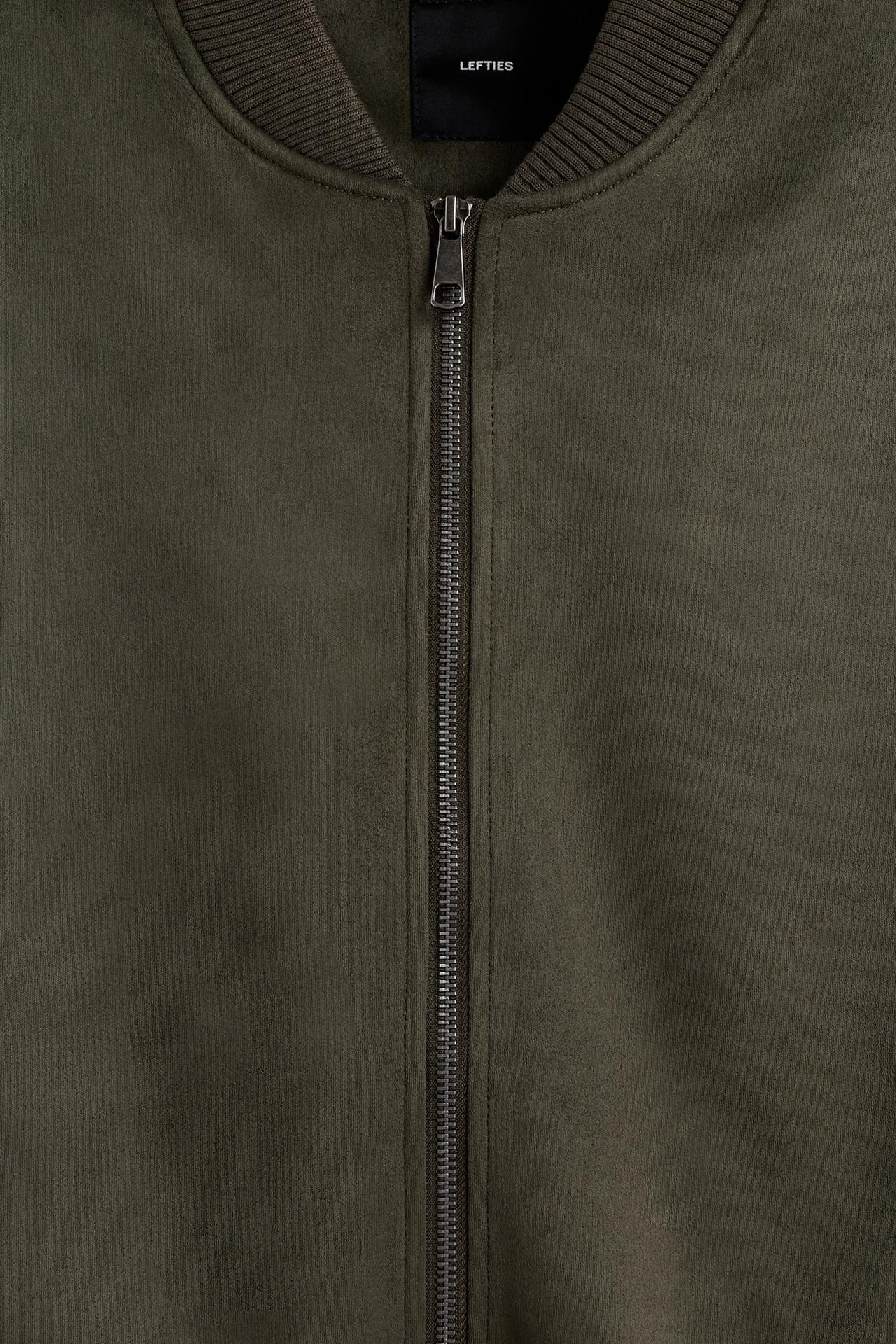 Faux suede bomber jacket — PALE KHAKI