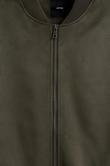 Faux suede bomber jacket — PALE KHAKI 7