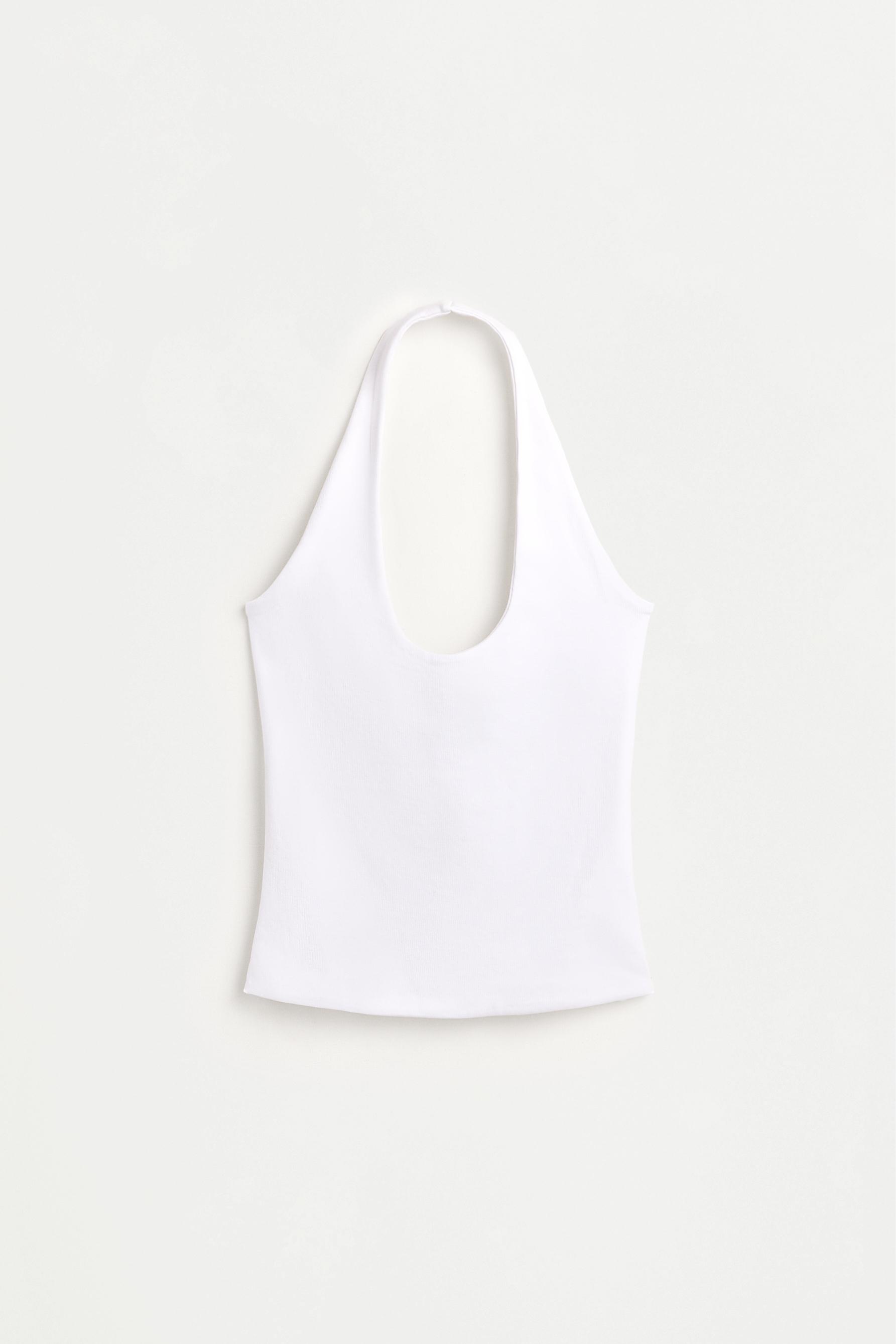 Basic ribbed halter top — WHITE