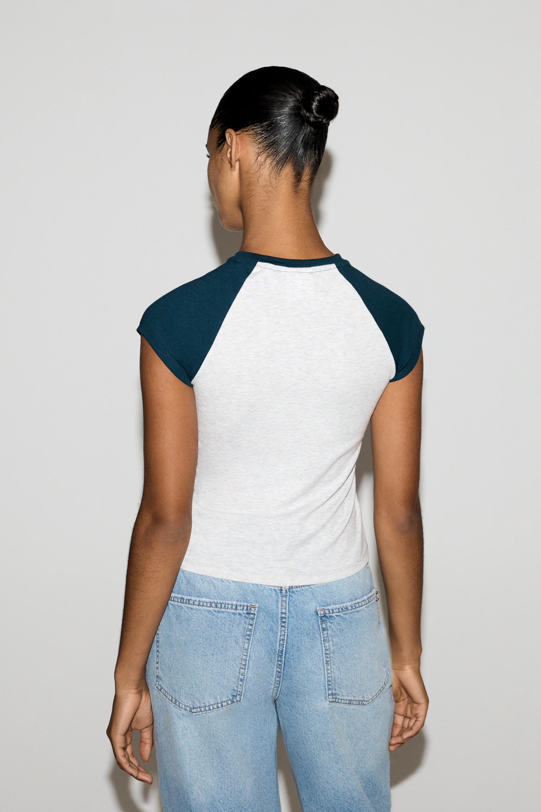Printed raglan sleeve T-shirt — GREY MARL