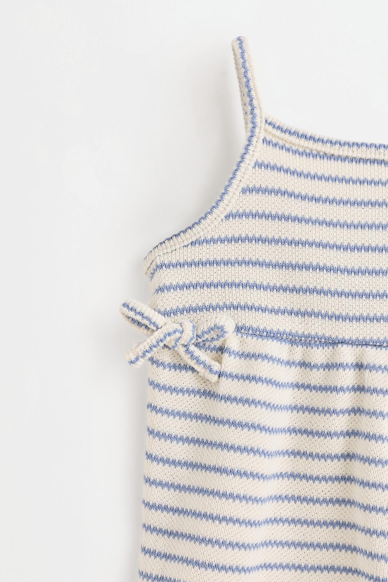 Striped bias cut top and shorts set — BLUE