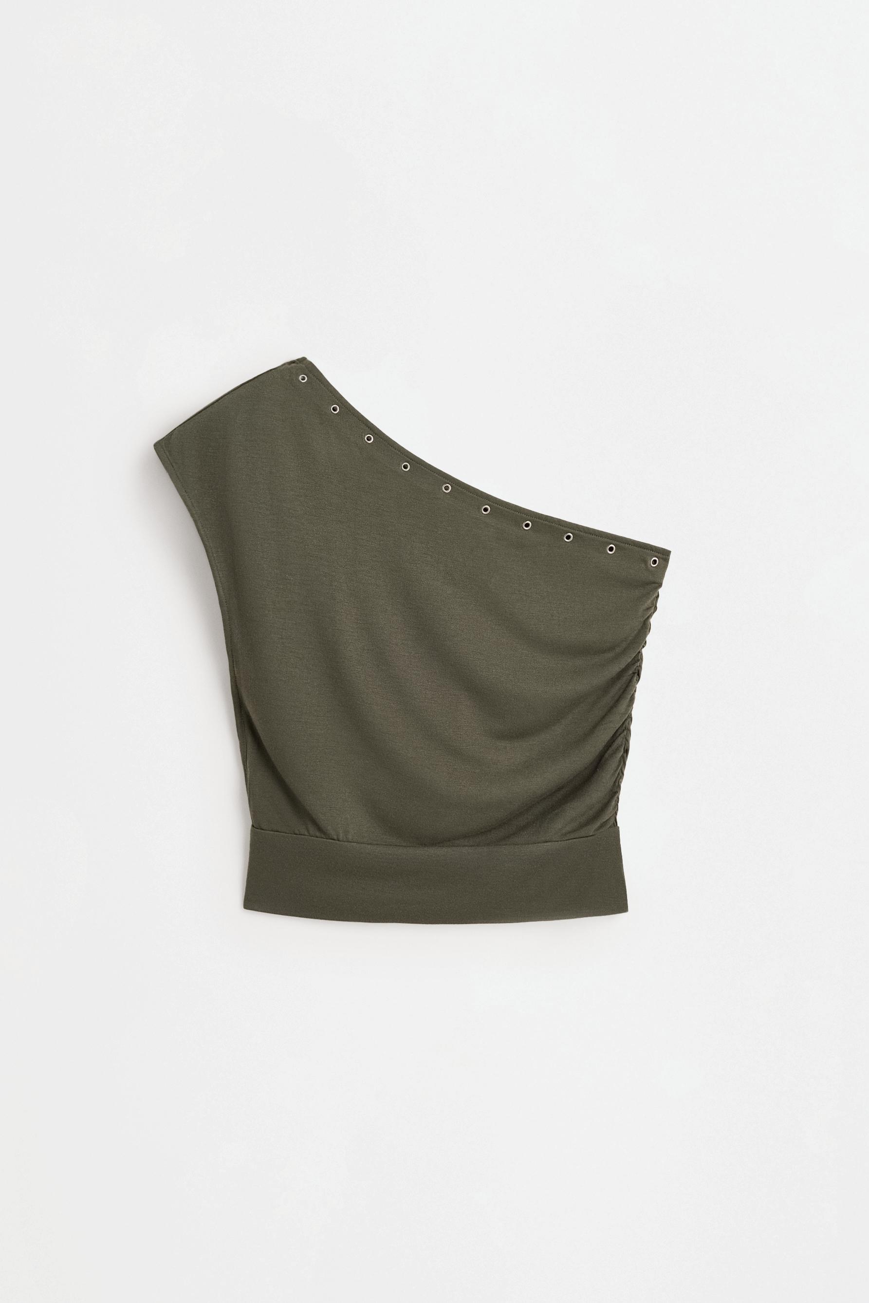 Asymmetric grommet top — KHAKI
