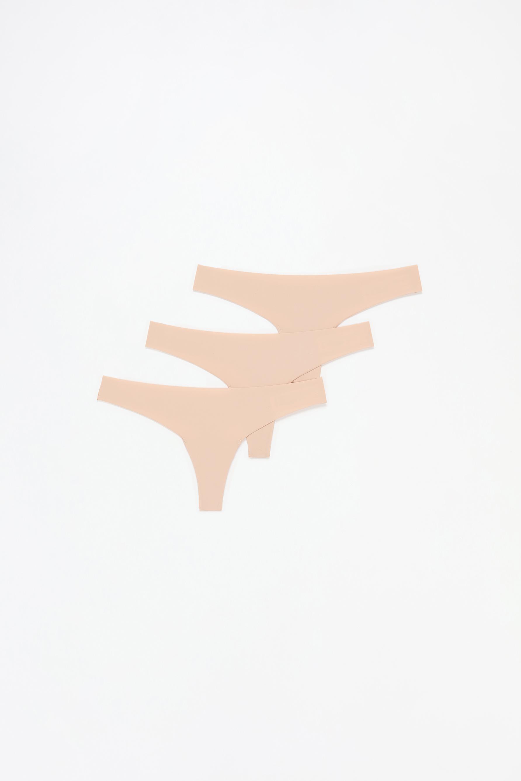 3-Pack of microfibre thongs — BEIGE