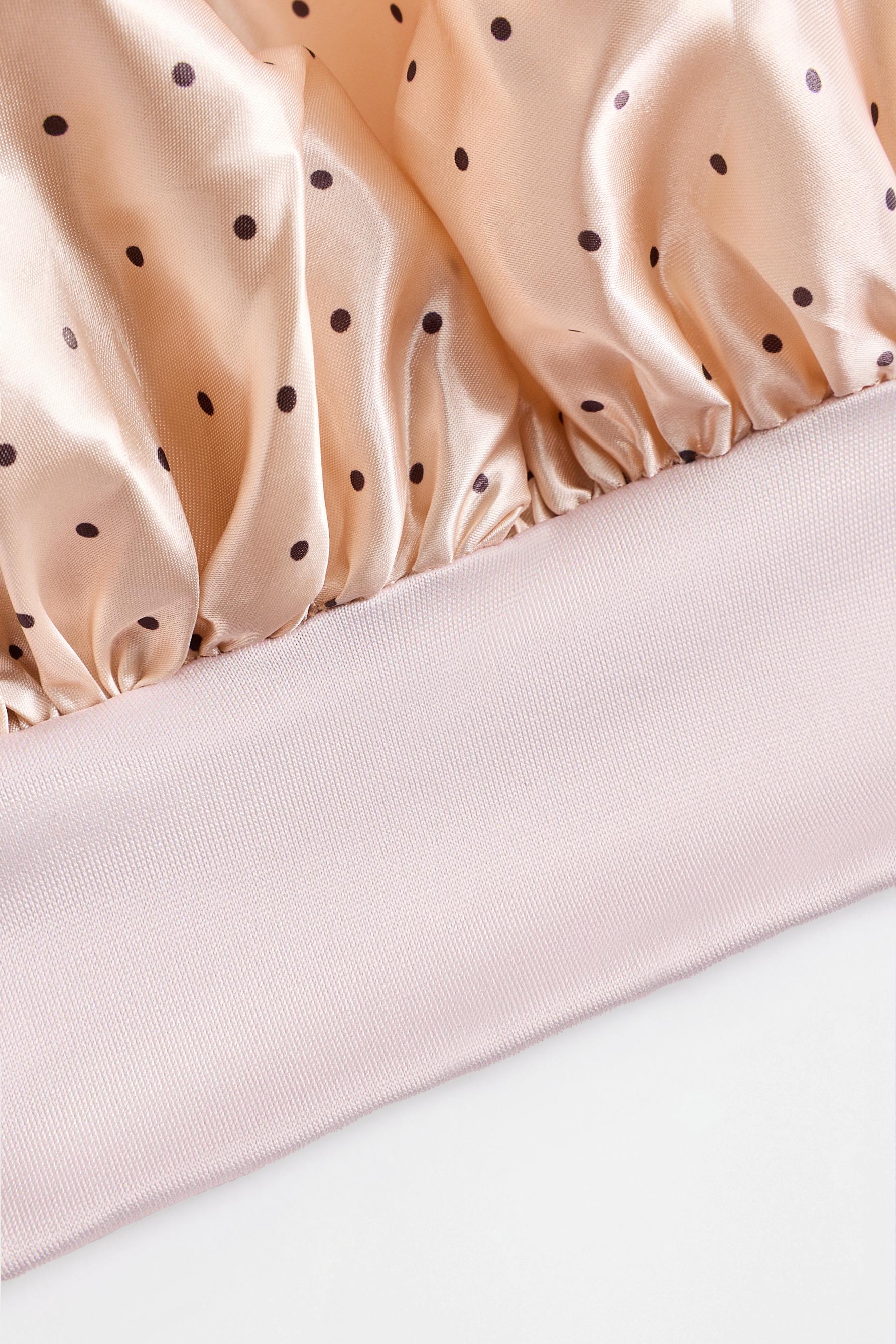 Satin polka dot bonnet — ECRU
