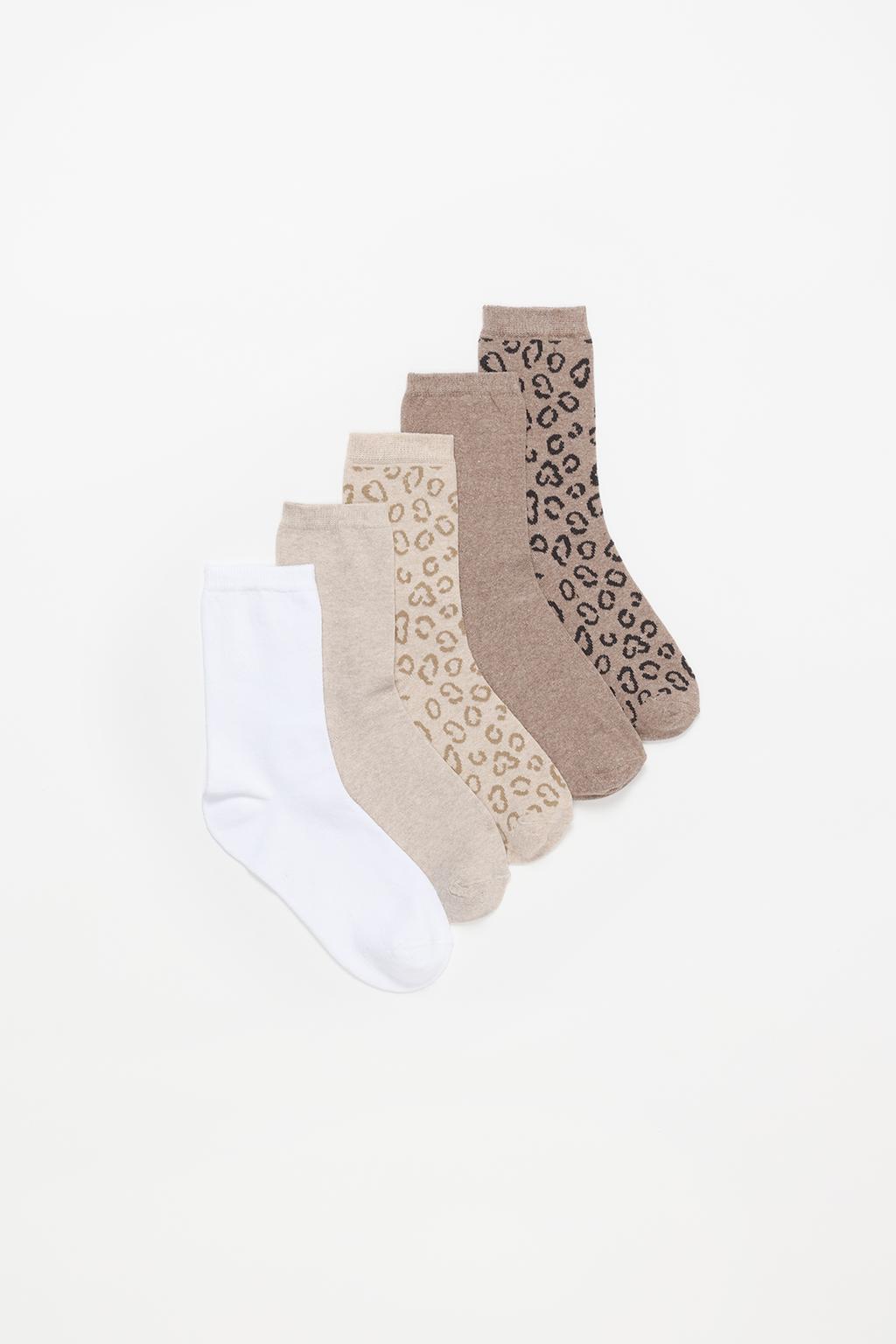 Pack of 5 pairs of animal print socks