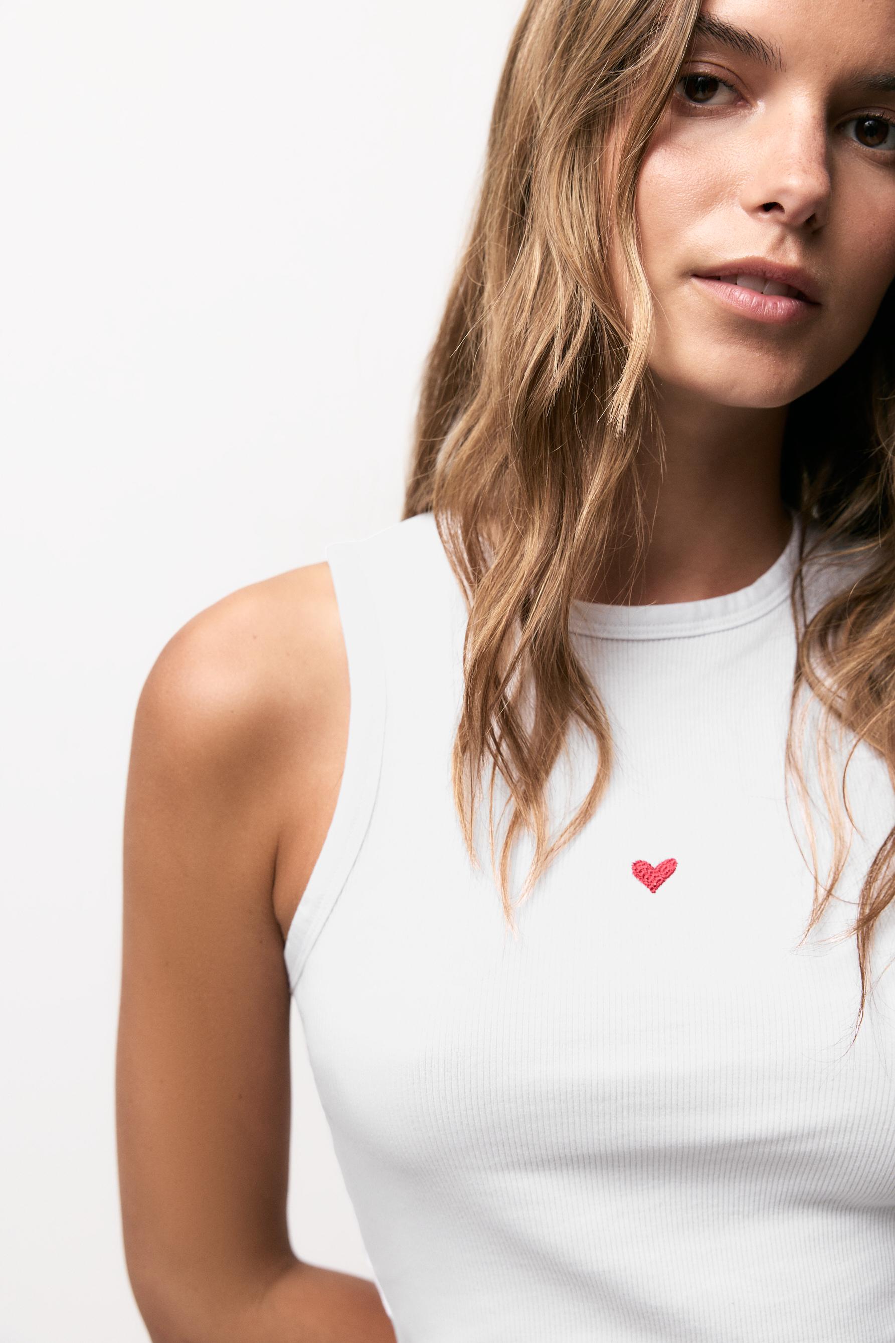 Embroidered tank top — RED
