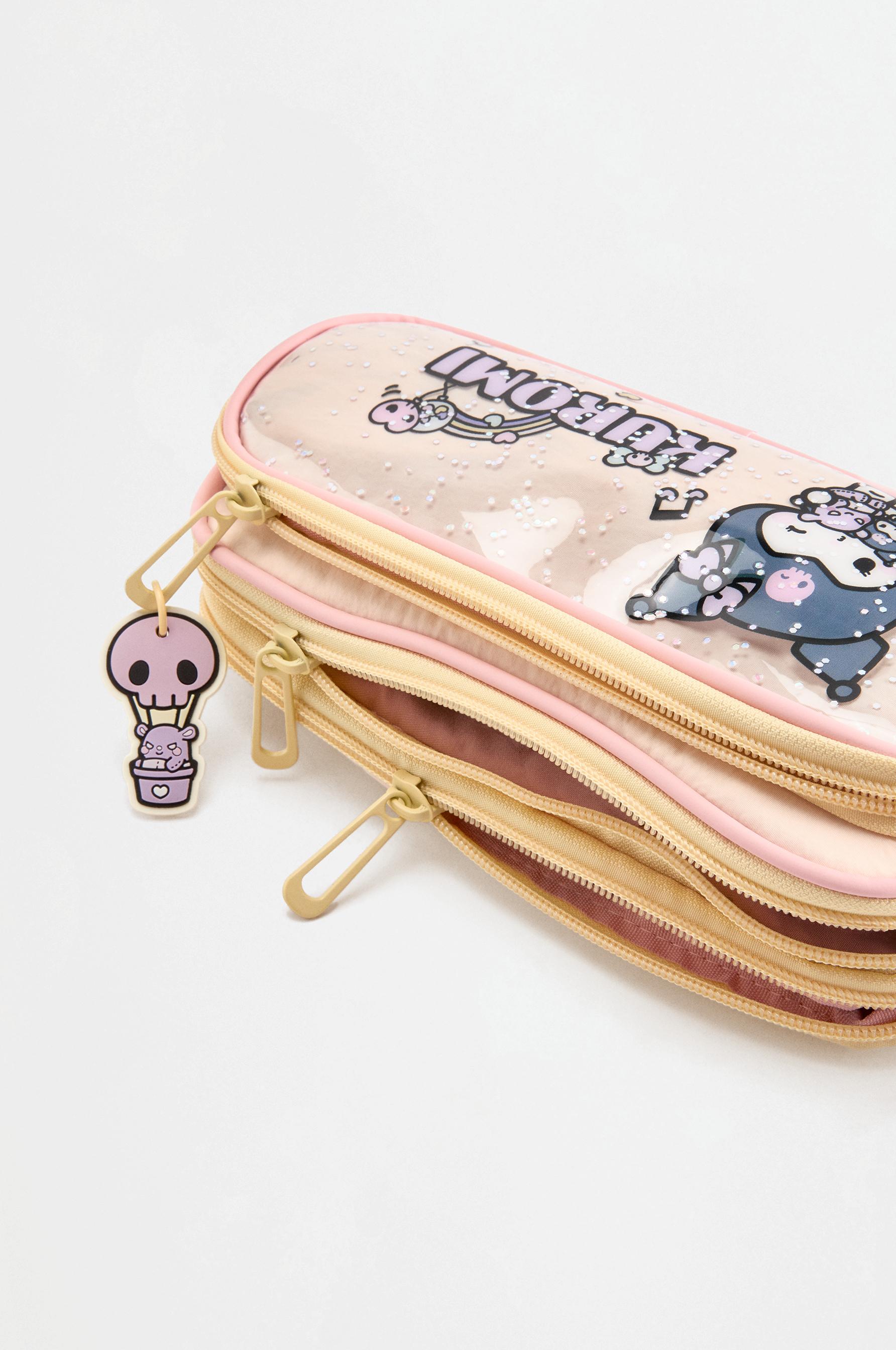 Kuromi ©SANRIO triple-zip case — ECRU