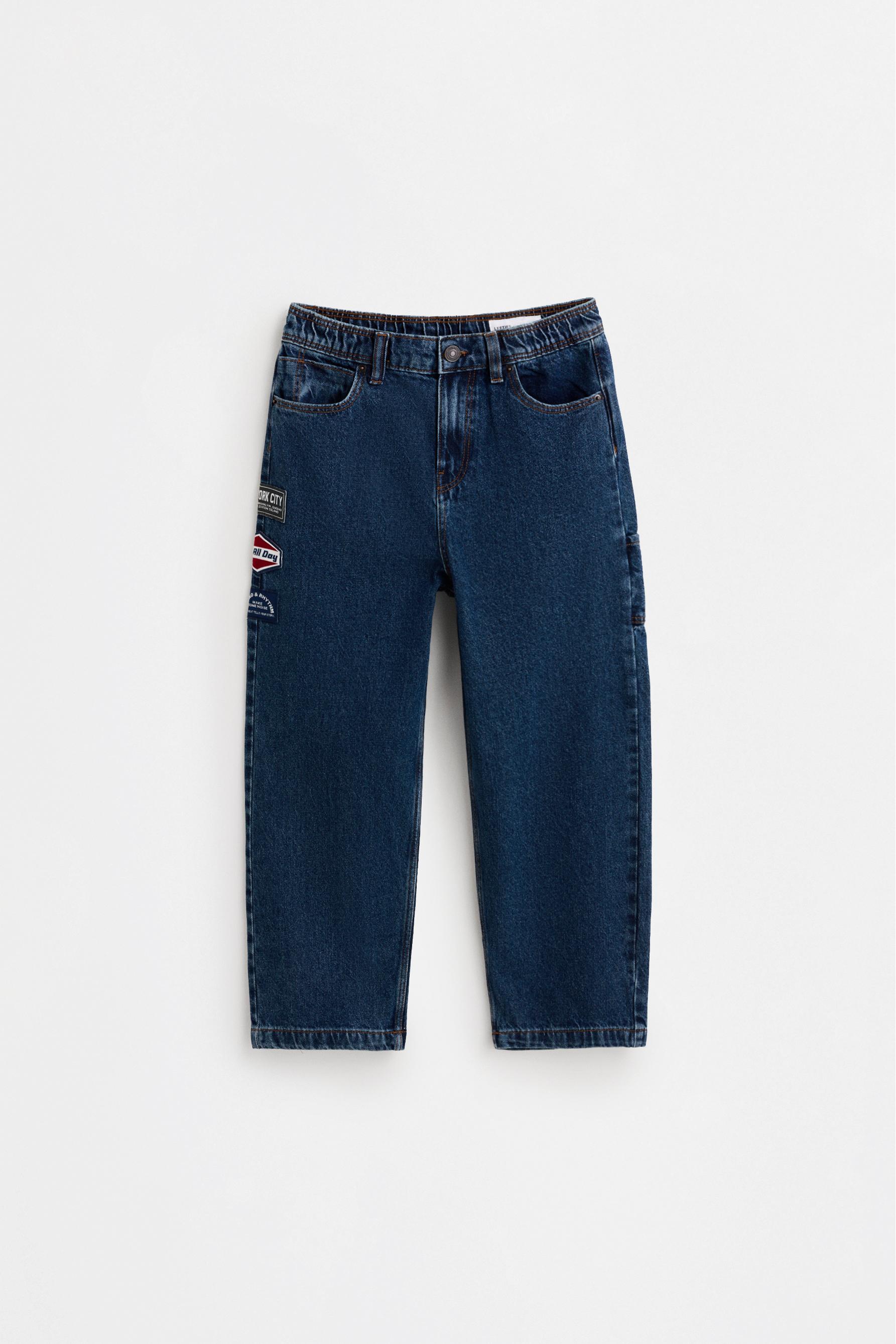 Skate-fit patch jeans — FADED NAVY