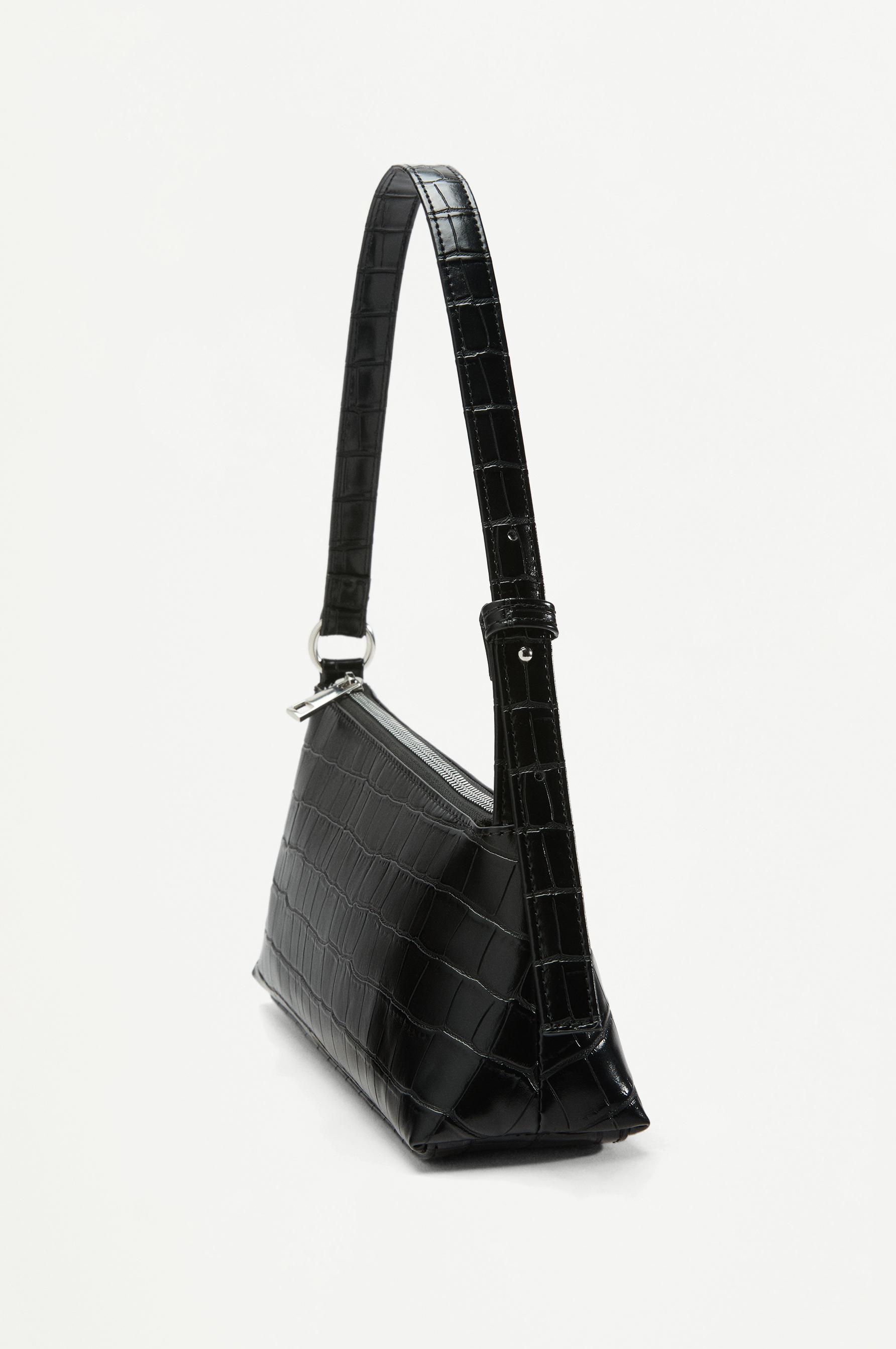 Crocodile-effect shoulder bag — BLACK
