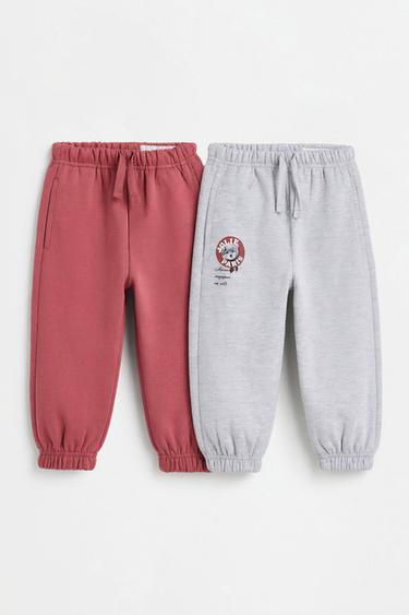 Pack of 2 contrast plush trousers — GREY MARL 1