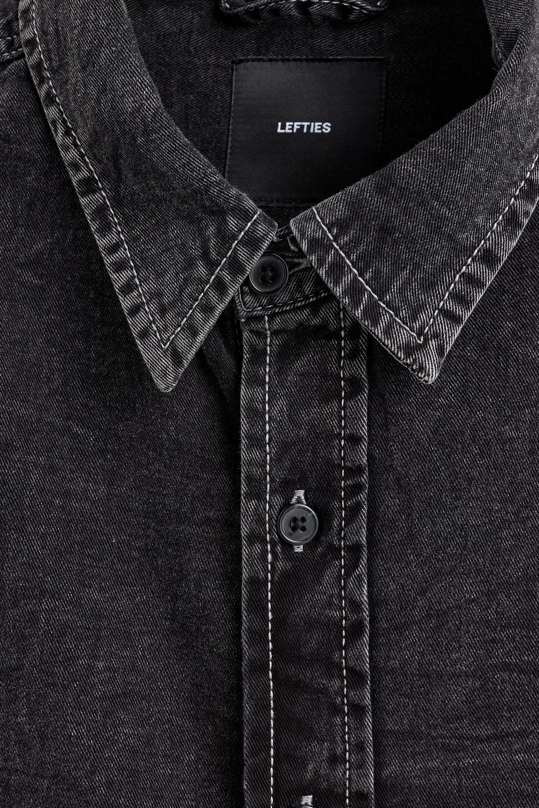 Oversize denim shirt — BLACK