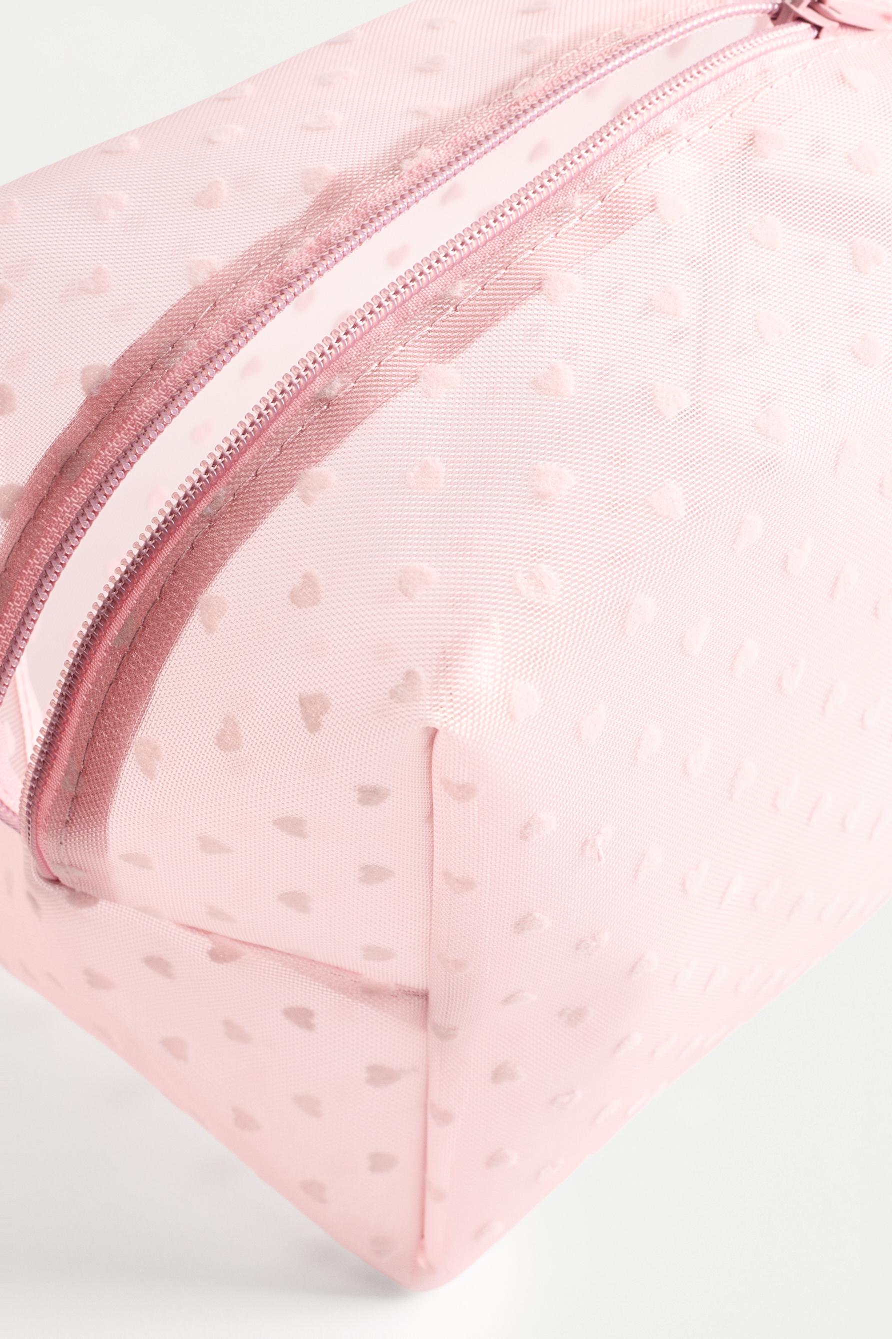 Large heart print toiletry bag — FADED PINK (alternate view)
