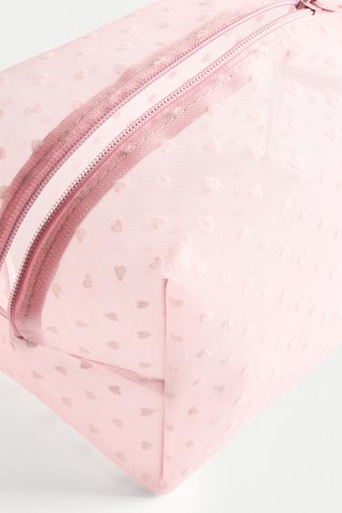 Large heart print toiletry bag — FADED PINK 4