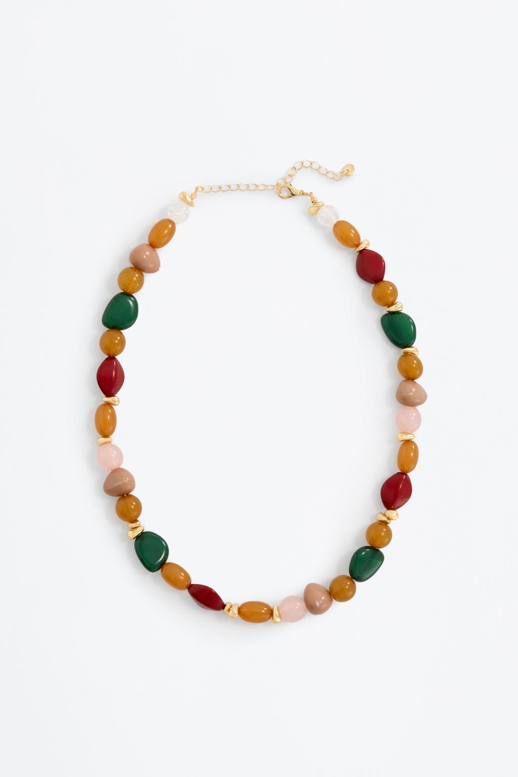 Necklace with contrast rhinestones