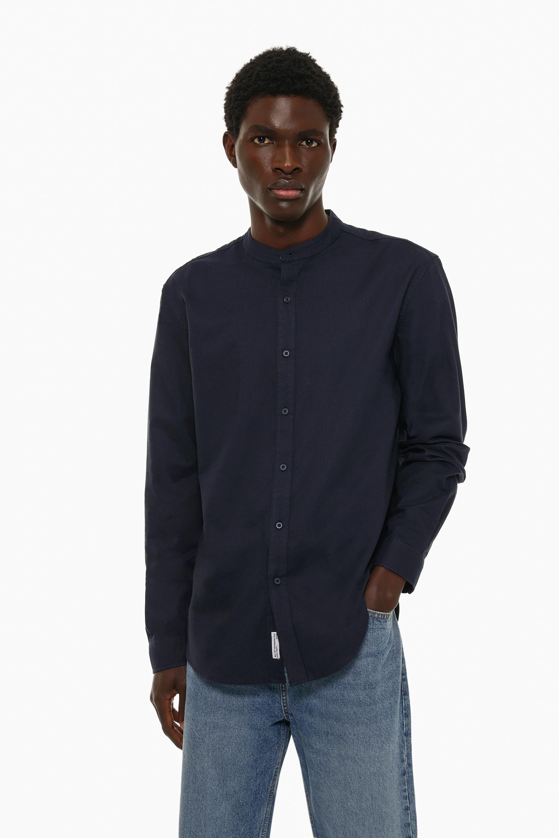 Camisa oxford de cuello mao