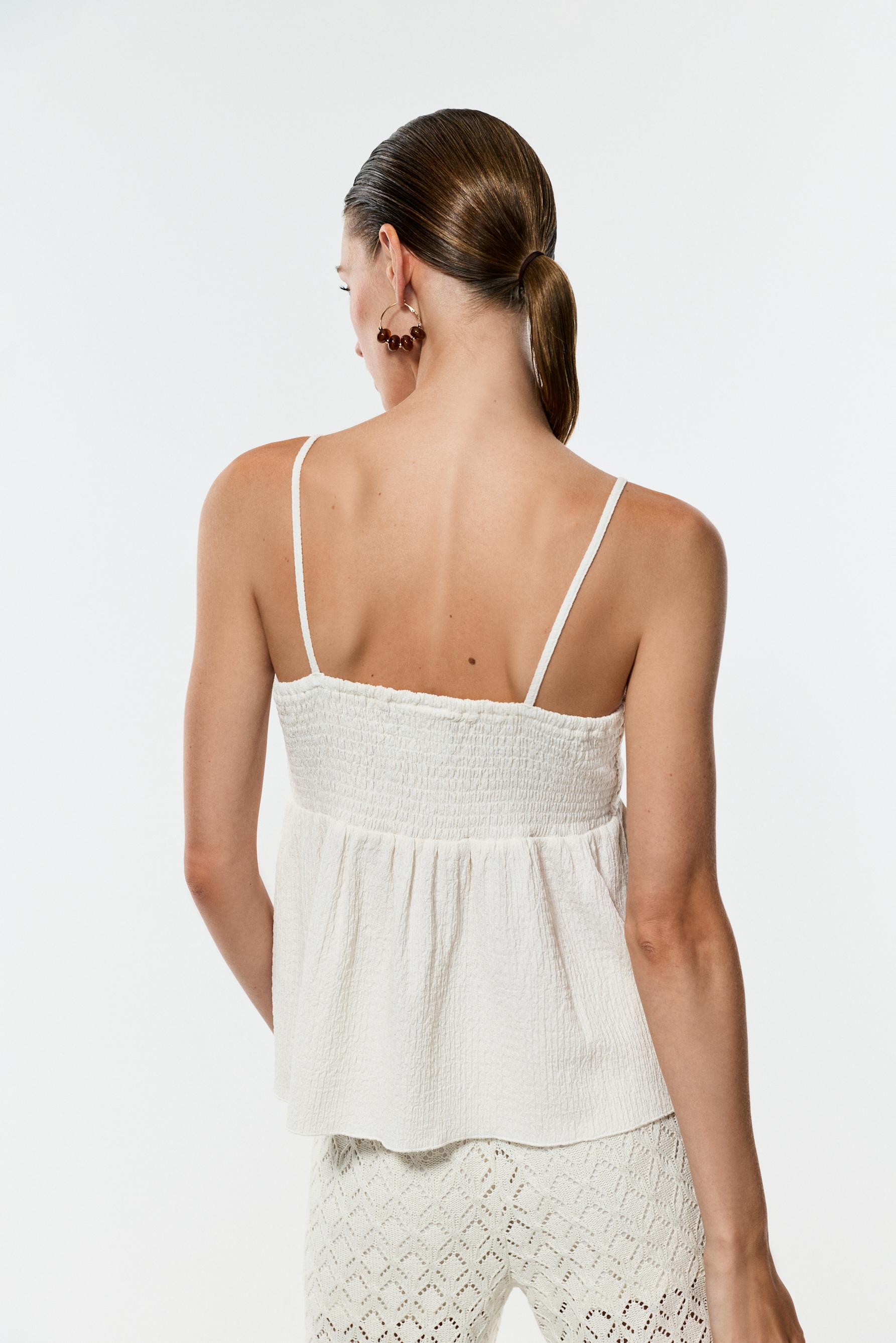 Crochet-effect top — OFF WHITE
