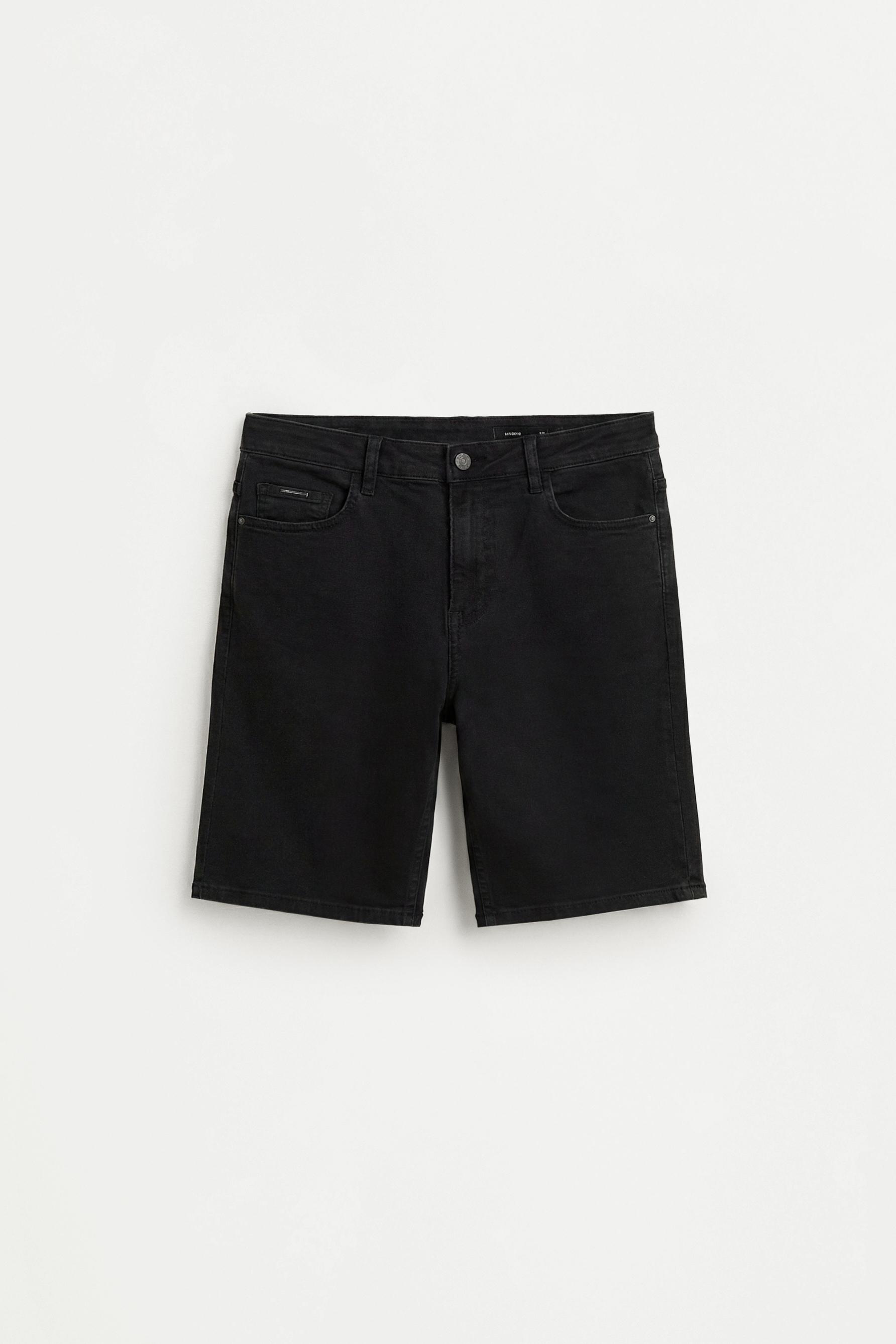 Slim denim Bermuda shorts — BLACK