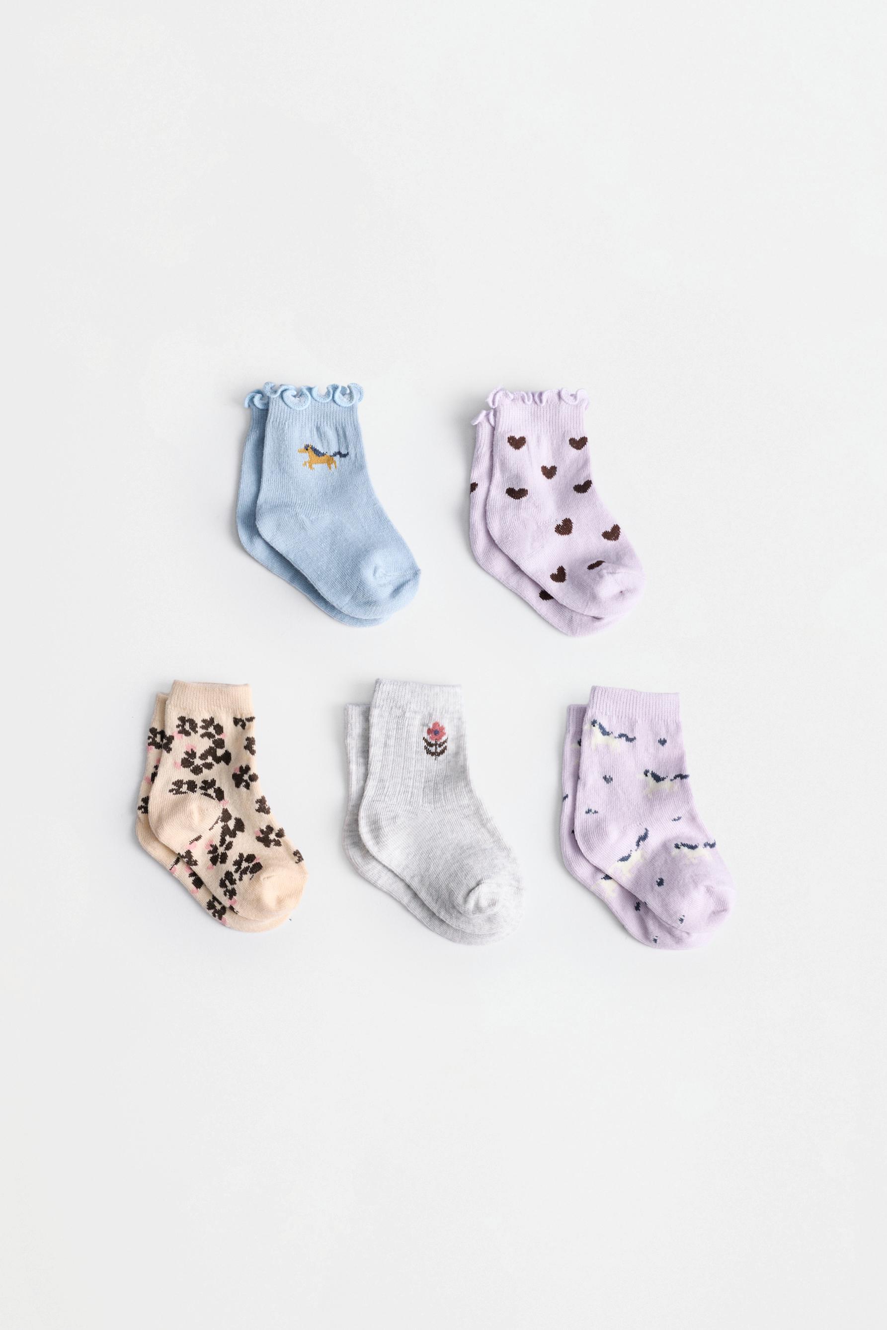 Printed short socks (5-pack) — SKY BLUE