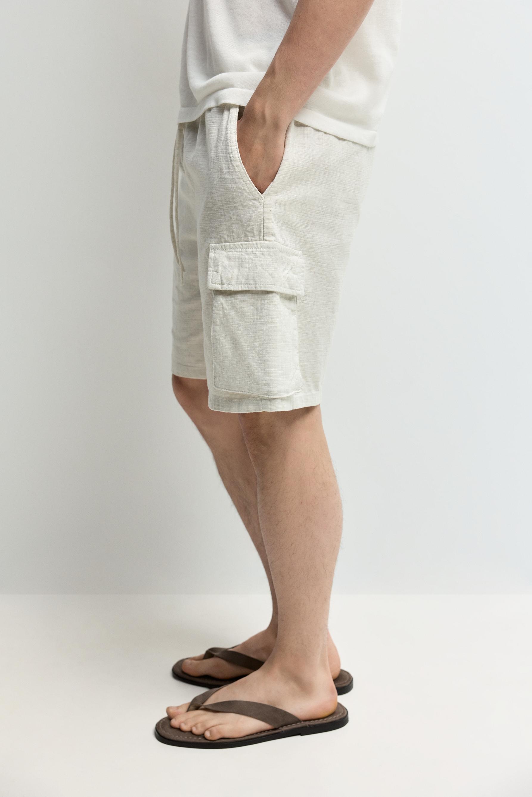 Rustic cargo Bermuda joggers — OFF WHITE